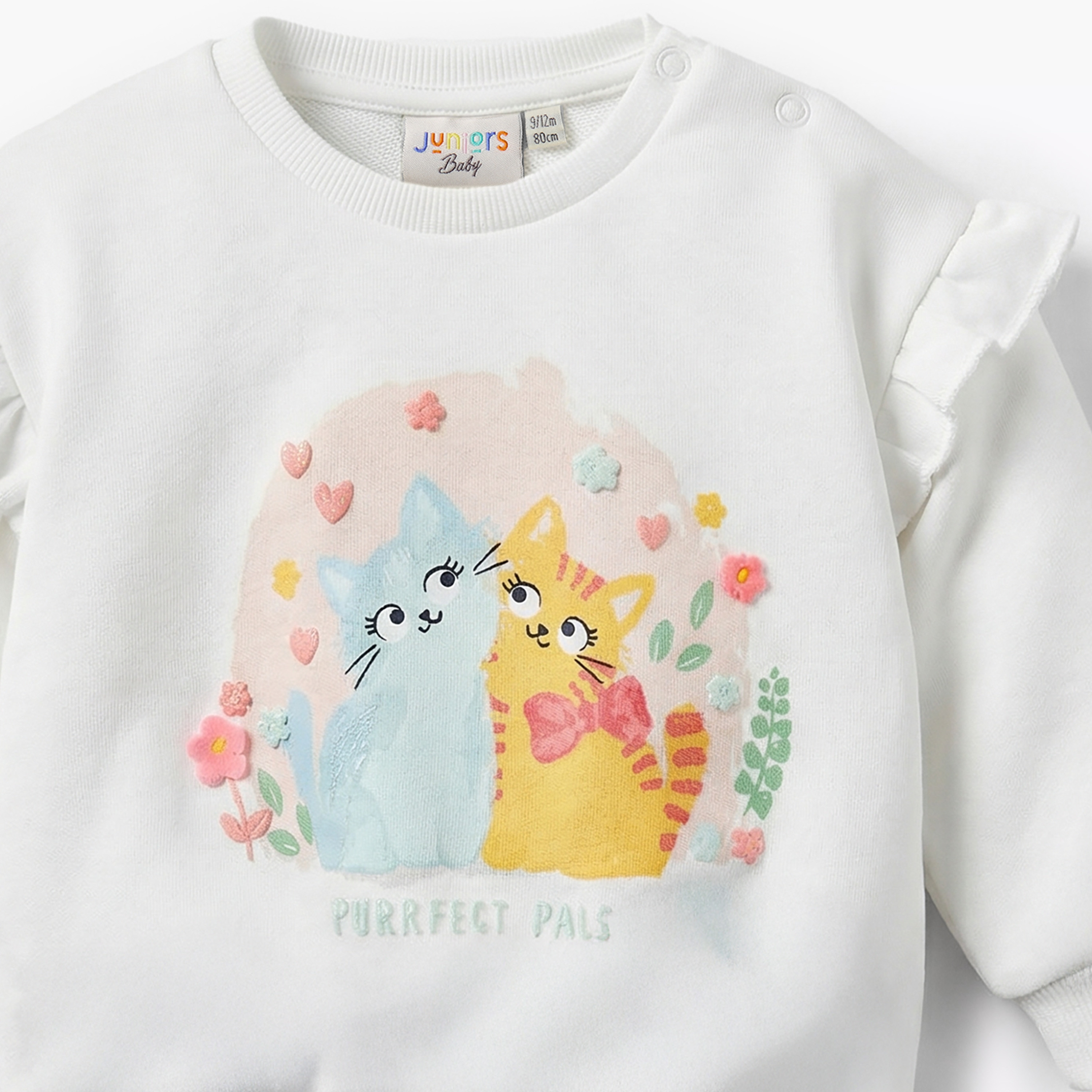Juniors Bow Print Sweatshirt with Long Sleeves-baby-girls-clothing-sweatshirts-image-3