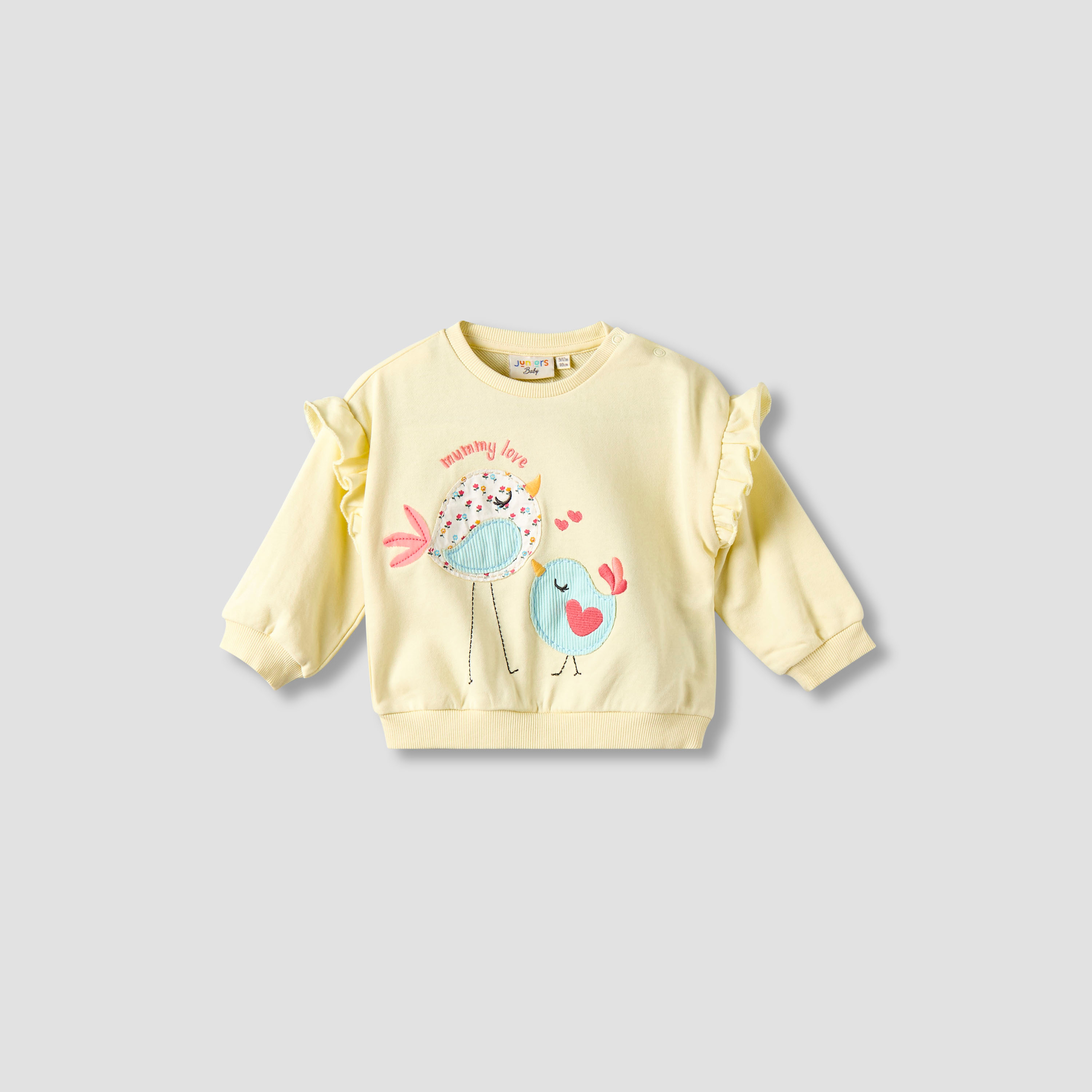 Juniors Bow Print Sweatshirt with Long Sleeves-baby-girls-clothing-winterwear-sweatshirts-image-1