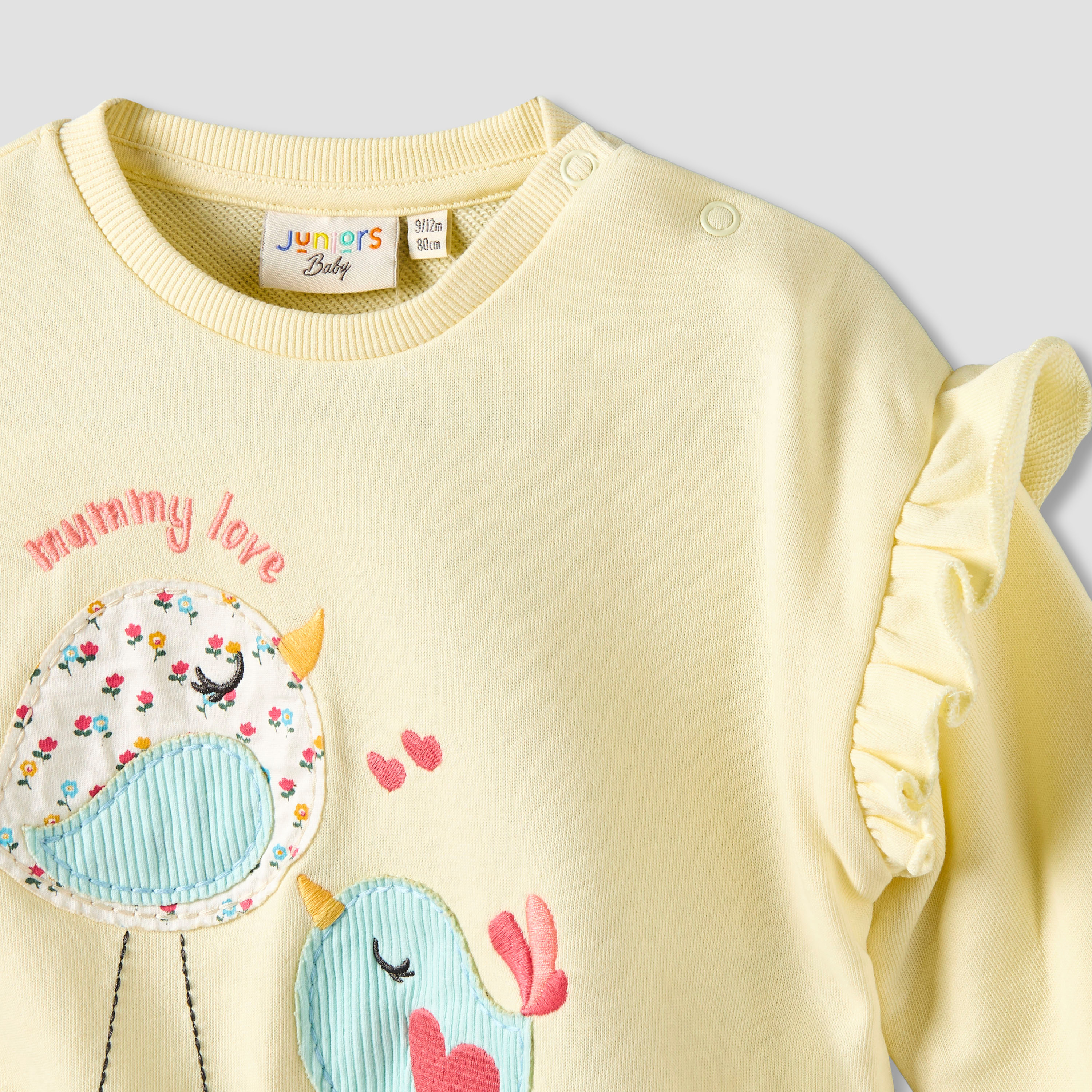 Juniors Bow Print Sweatshirt with Long Sleeves-baby-girls-clothing-winterwear-sweatshirts-image-3