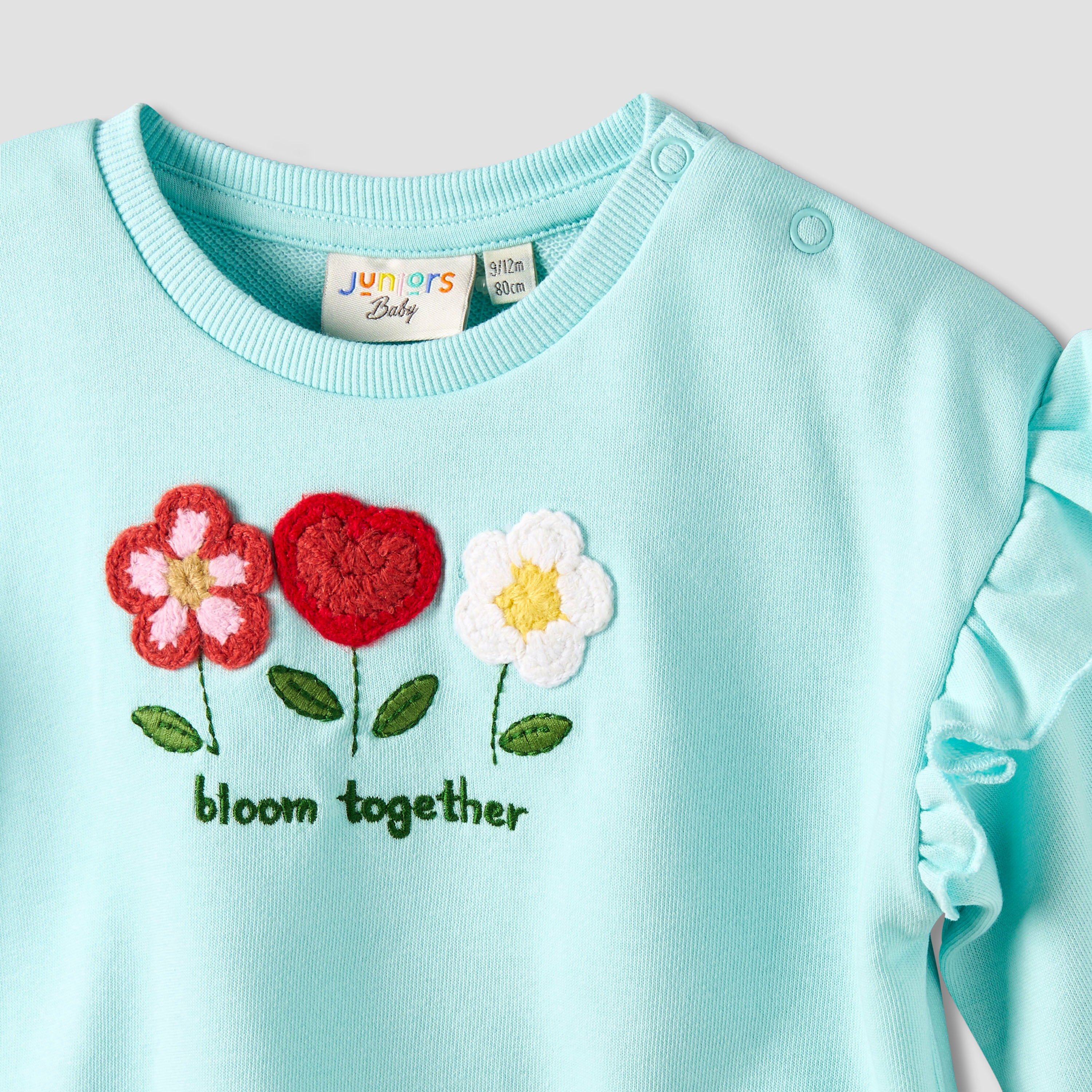 Juniors Bow Print Sweatshirt with Long Sleeves-baby-girls-clothing-winterwear-sweatshirts-image-3