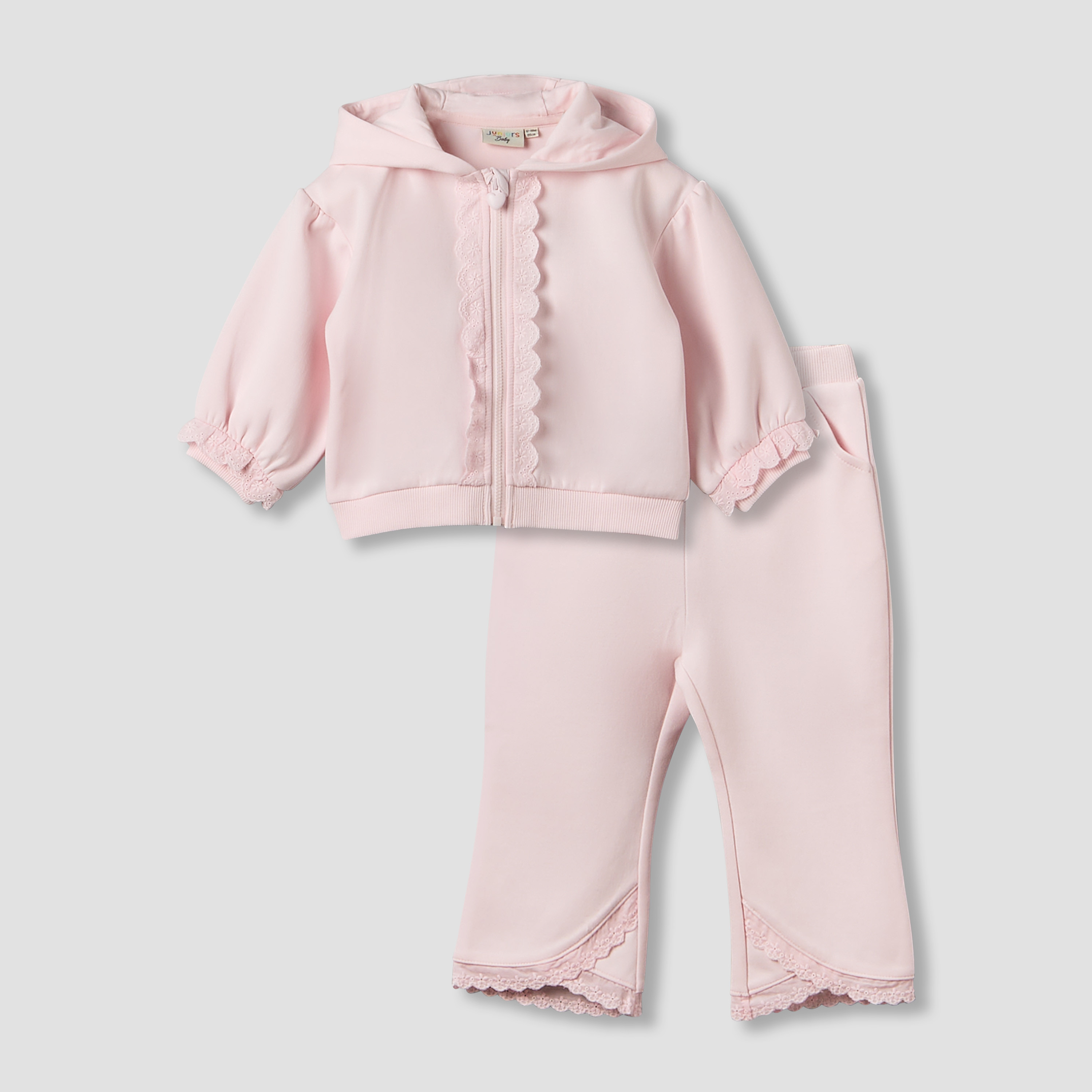 Juniors Hooded Long Sleeves Sweatshirt and Pants Set with Lace Detail-baby-girls-clothing-setsandcoords-image-2