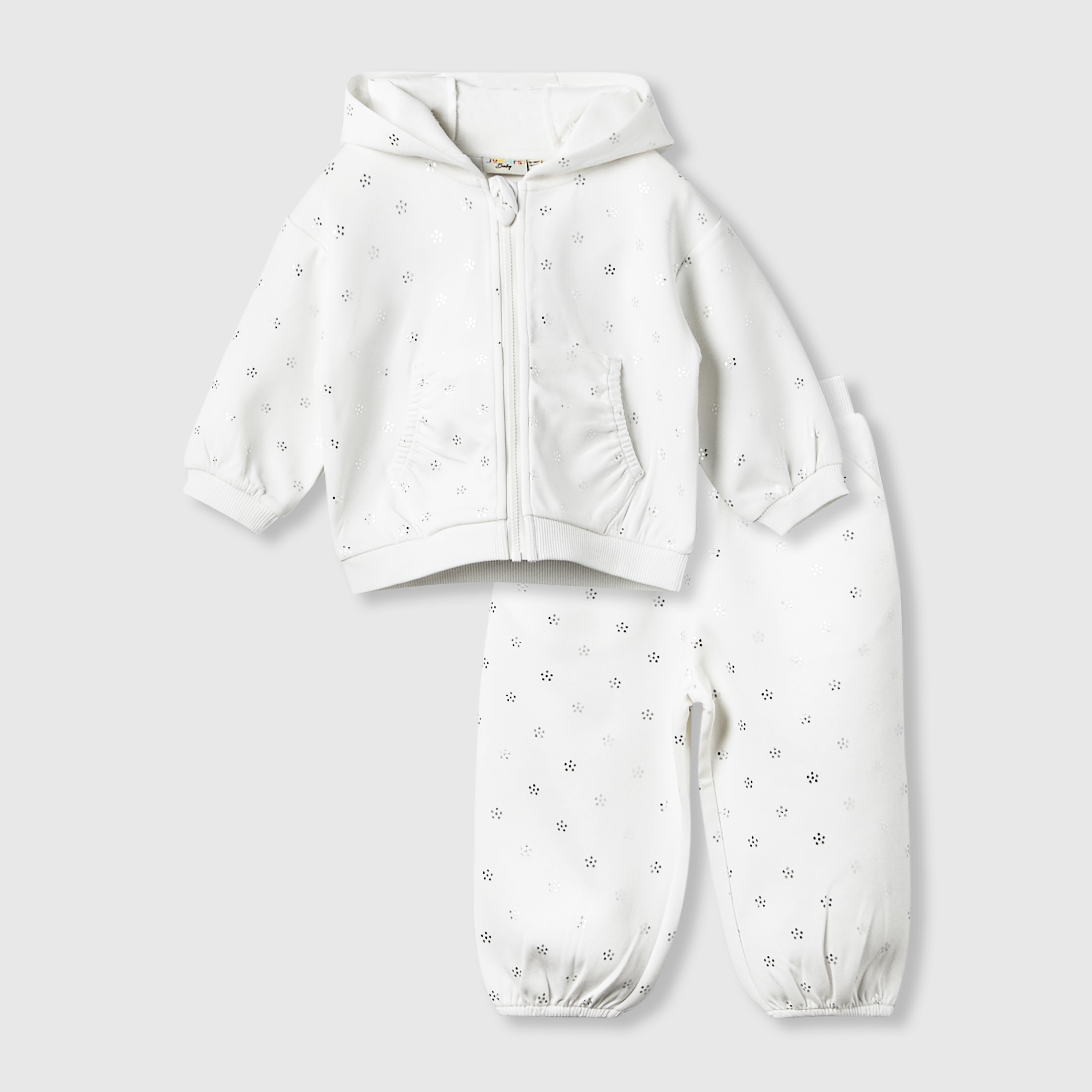 Juniors Hooded Long Sleeve Jacket and Joggers Set with Glitter Print-baby-girls-clothing-setsandcoords-image-2