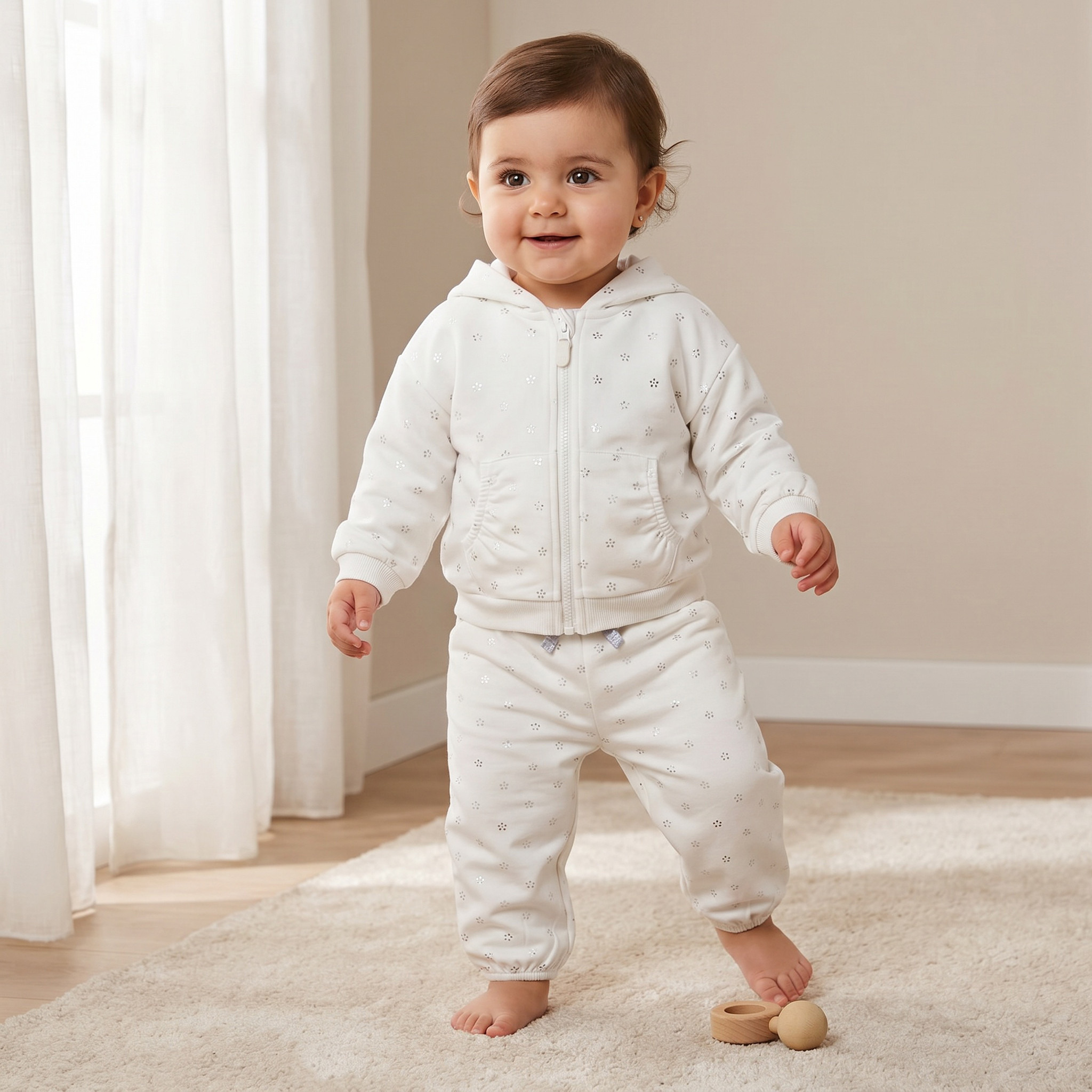 Juniors Hooded Long Sleeve Jacket and Joggers Set with Glitter Print-baby-girls-clothing-setsandcoords-image-1