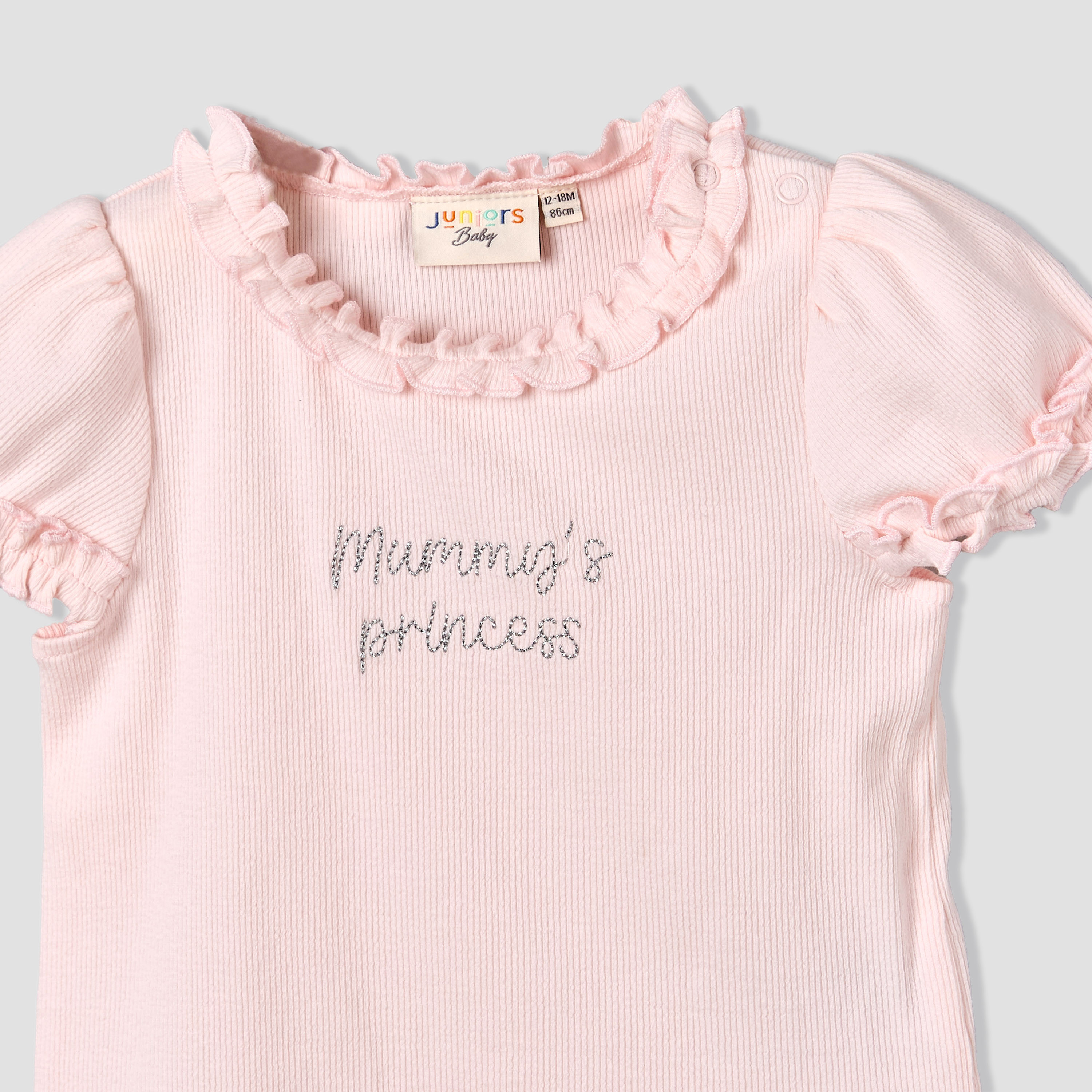 Juniors Round Neck Short Sleeves Ruffled Top and Skirt Set-baby-girls-clothing-setsandcoords-image-5