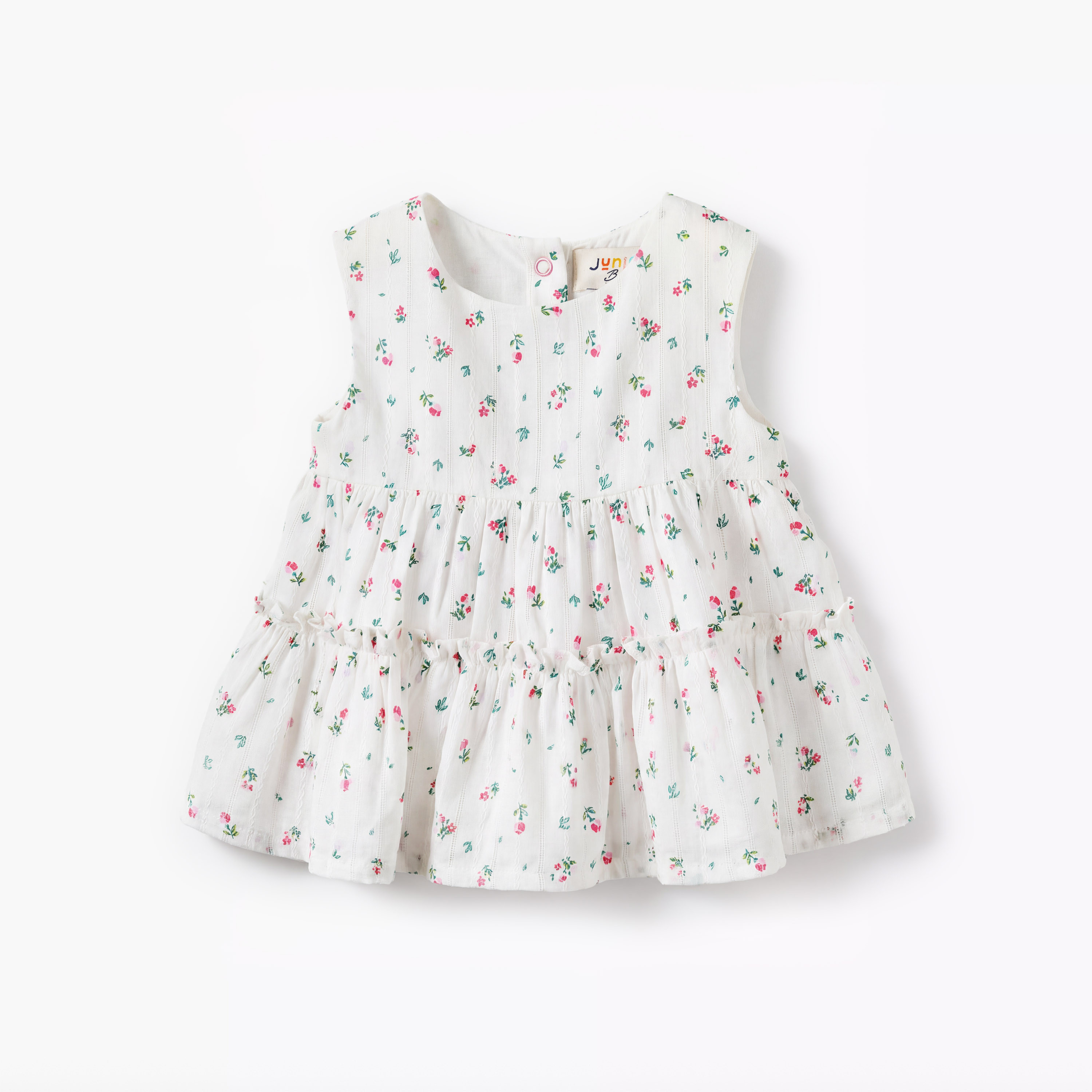 Juniors Round Neck Sleeveless Top and Shorts Set with Floral Print-baby-girls-clothing-setsandcoords-image-3