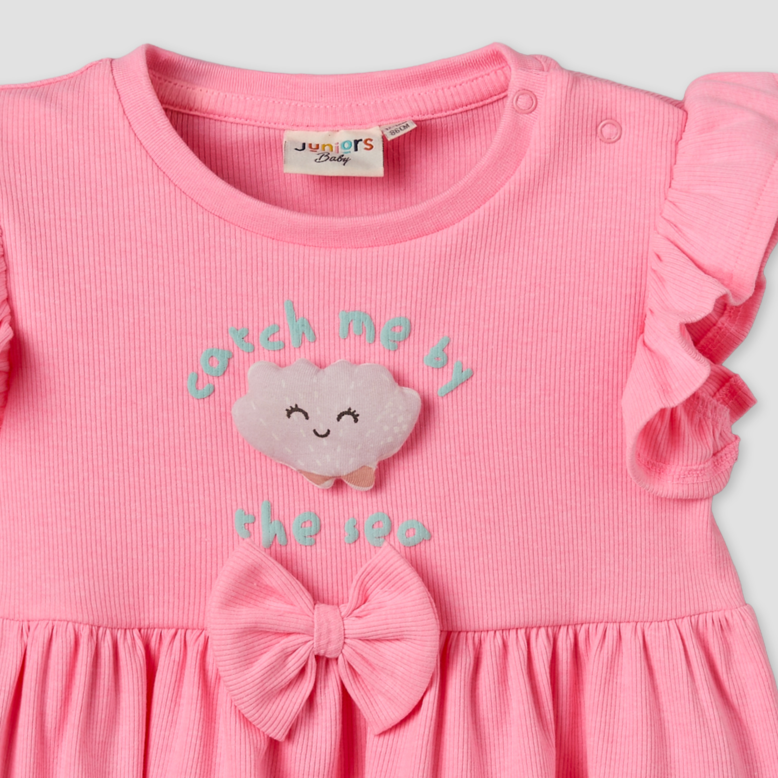 Juniors Round Neck Short Sleeves Top and Shorts Set with Bow Accent-baby-girls-clothing-setsandcoords-image-6