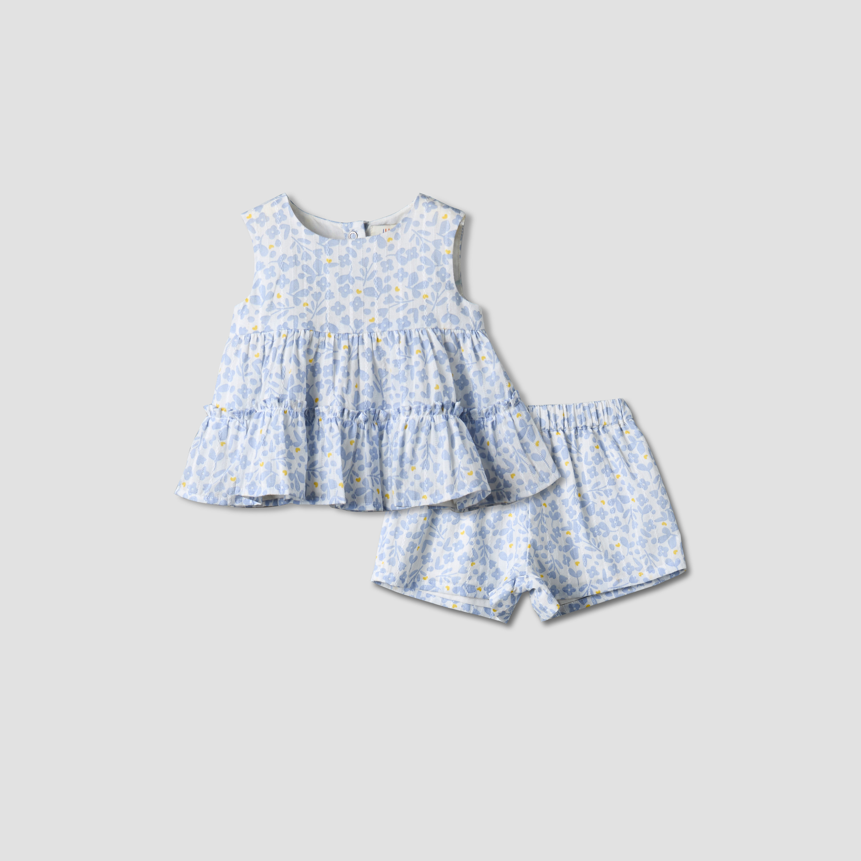 Juniors Round Neck Sleeveless Top and Shorts Set with Floral Print-baby-girls-clothing-setsandcoords-image-2