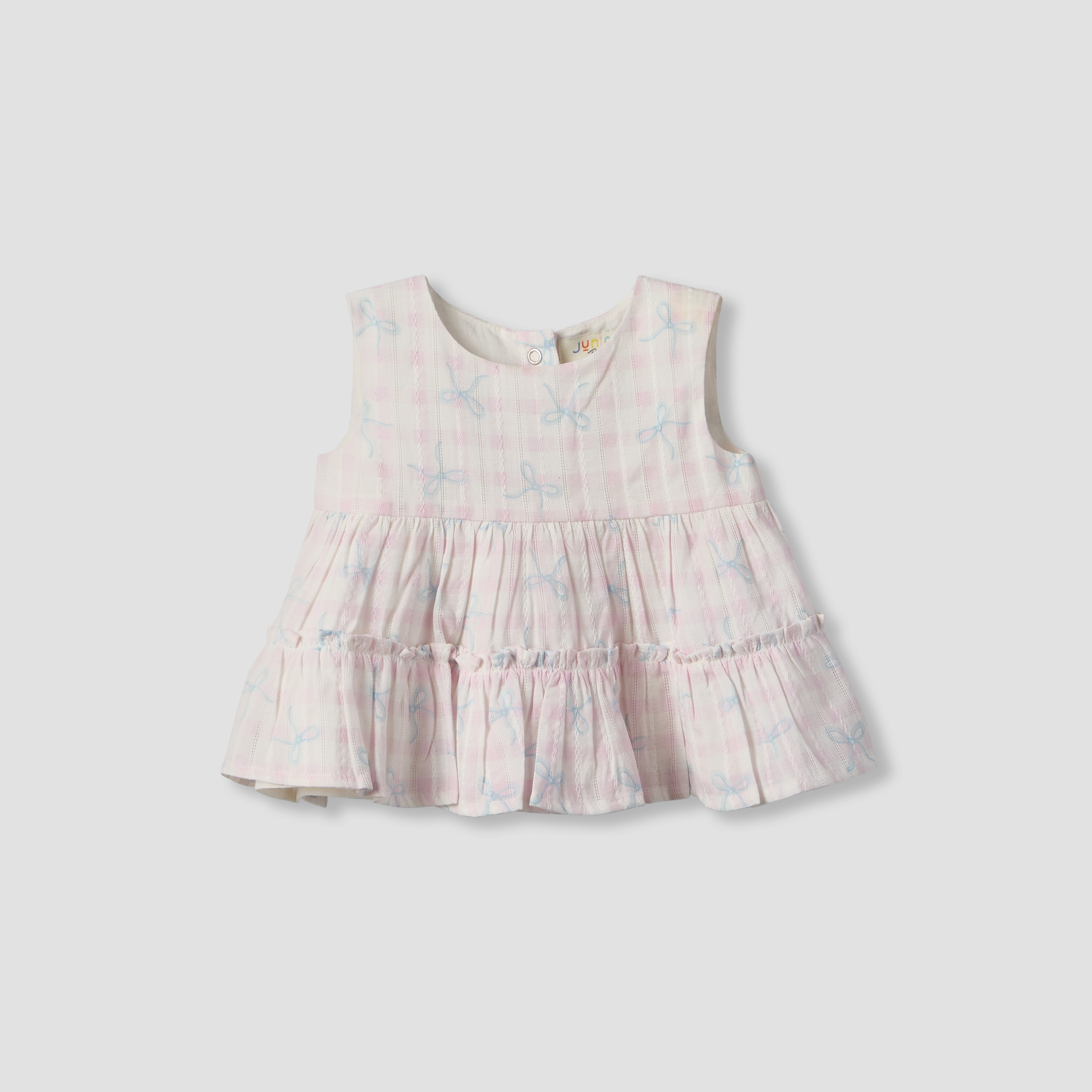 Juniors Round Neck Sleeveless Top and Shorts Set with Bow Print-baby-girls-clothing-setsandcoords-image-3
