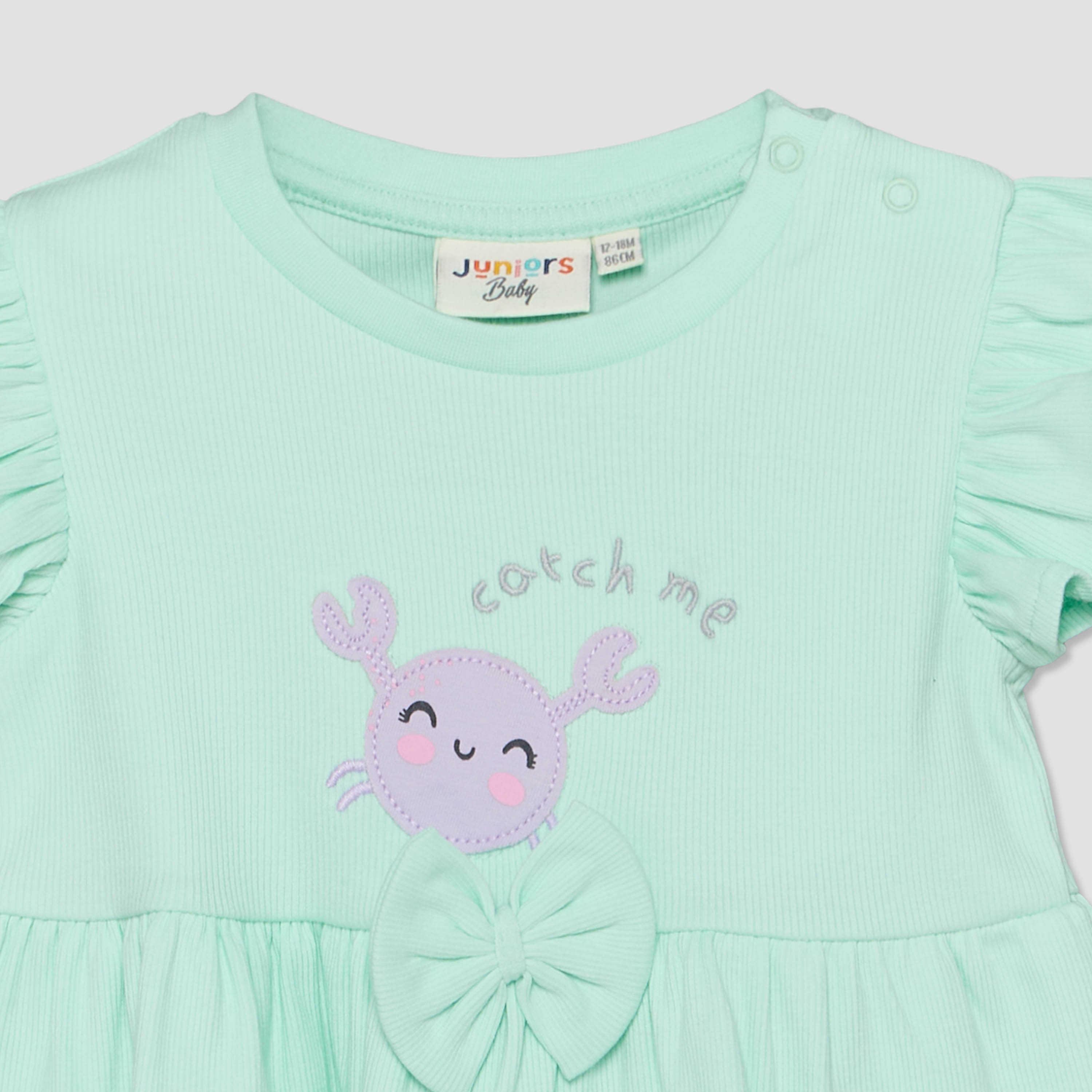 Juniors Crew Neck Short Sleeves Top and Shorts Set with Crab Applique-baby-girls-clothing-setsandcoords-image-5
