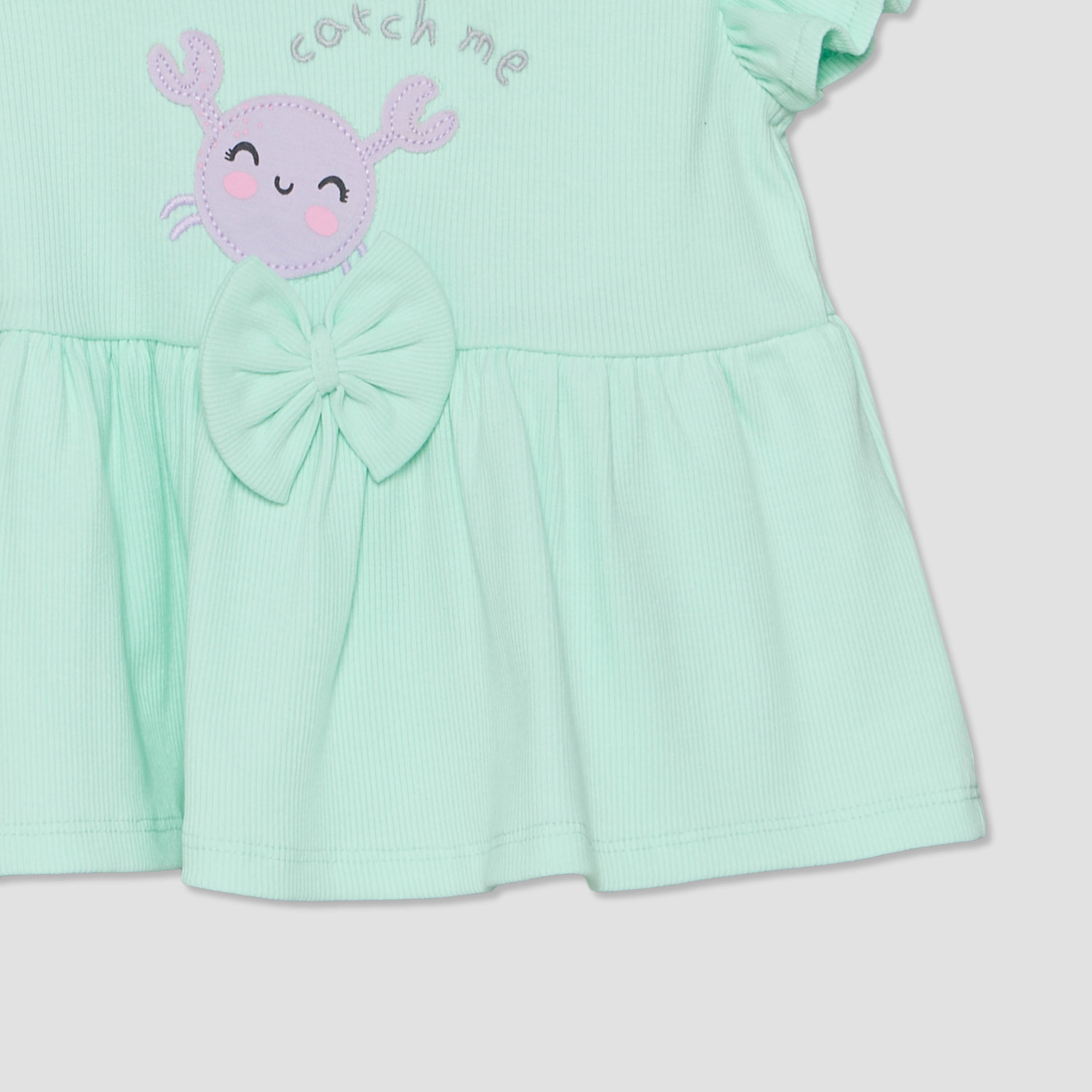 Juniors Crew Neck Short Sleeves Top and Shorts Set with Crab Applique-baby-girls-clothing-setsandcoords-image-6