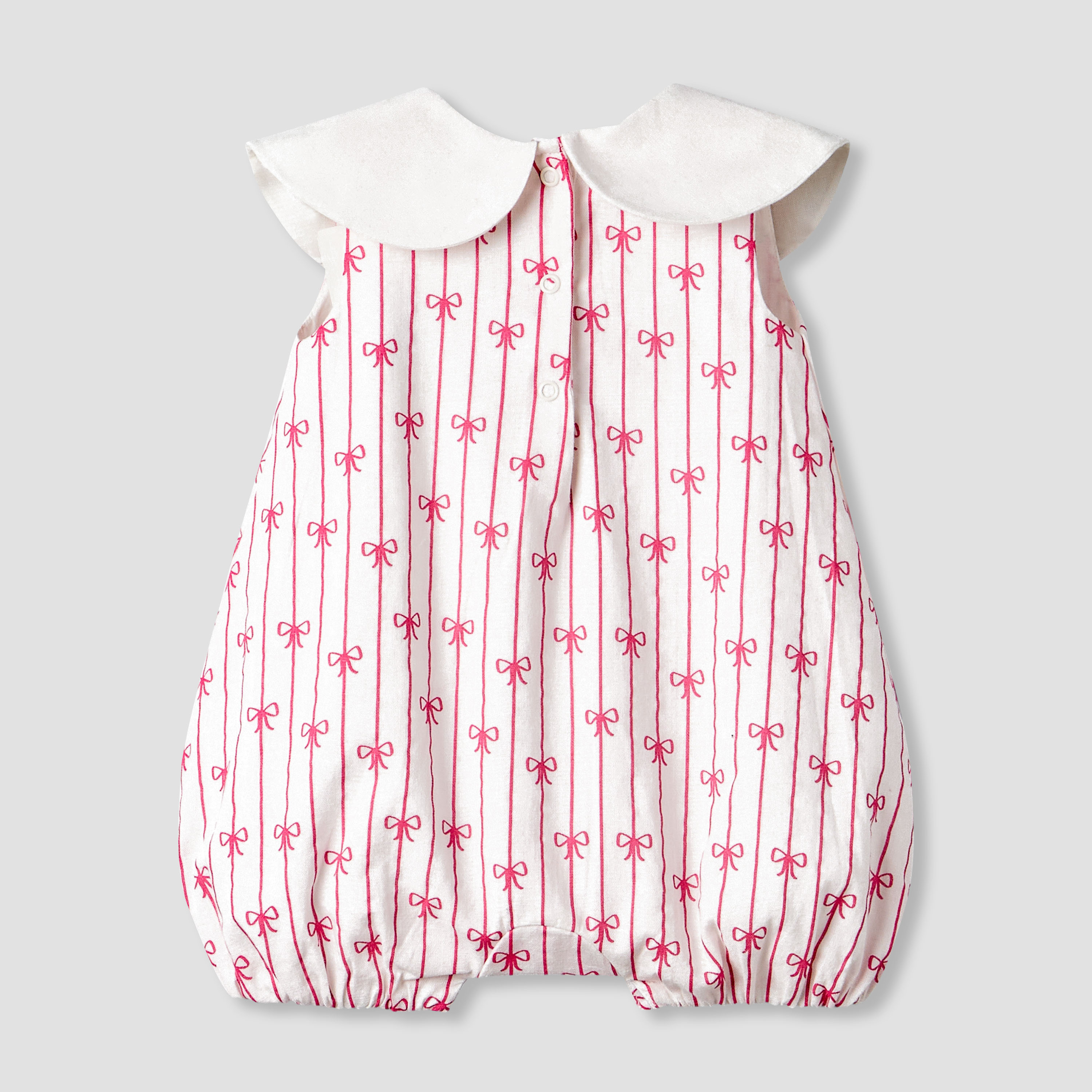 Juniors Peter Pan Collar Sleeveless Romper with Bow Print-baby-girls-clothing-rompers-image-2