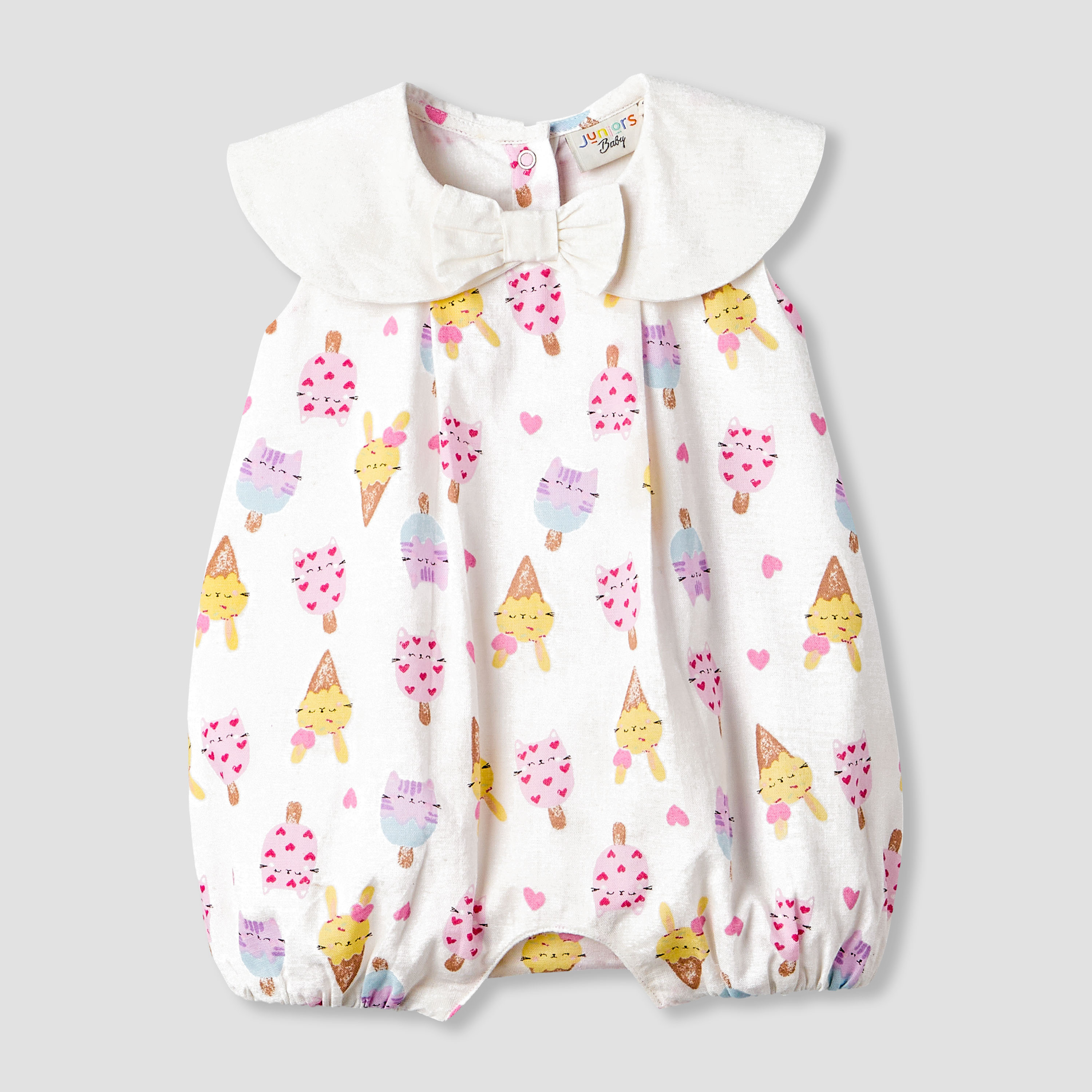 Juniors Peter Pan Collar Sleeveless Romper with Button Closure-baby-girls-clothing-rompers-image-2