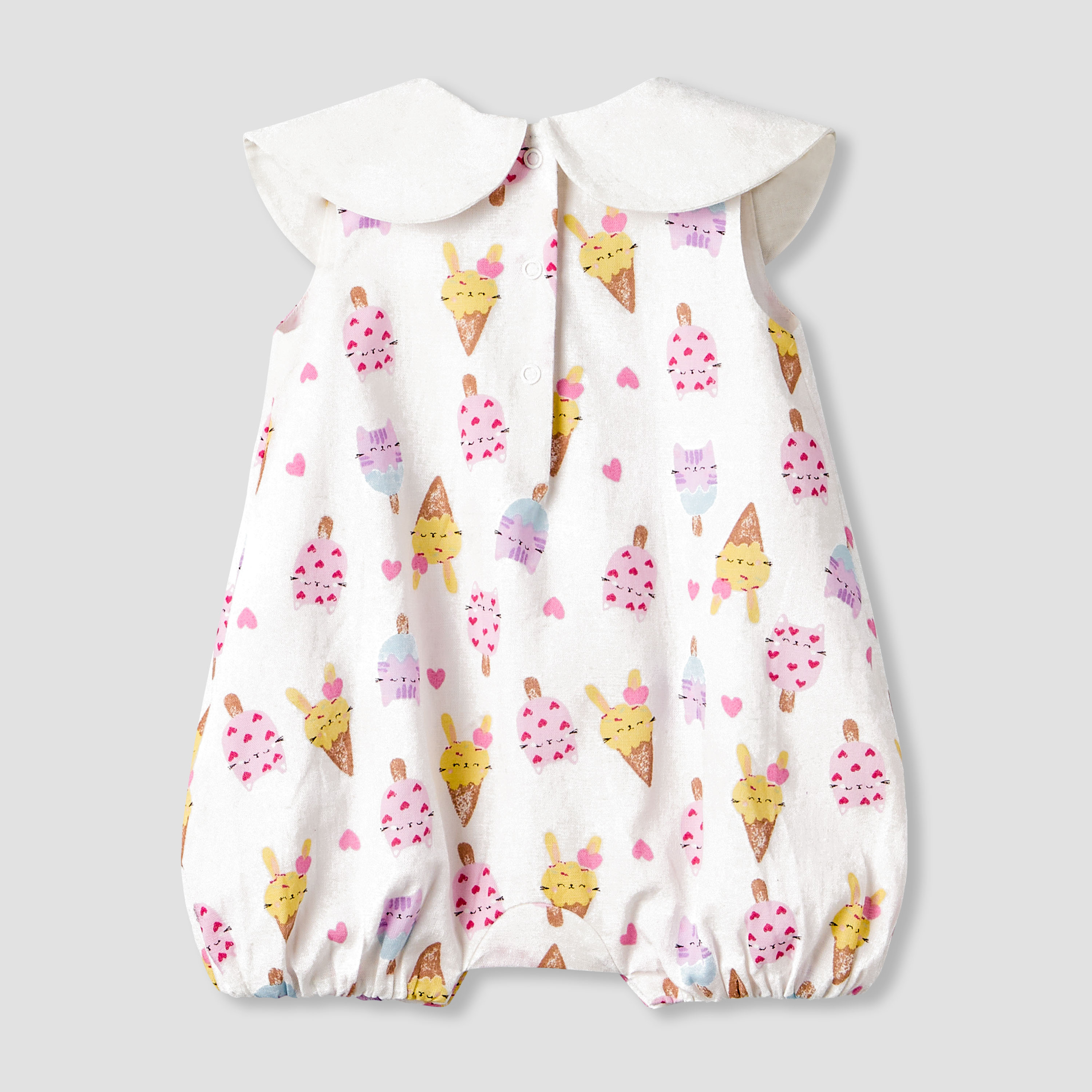 Juniors Peter Pan Collar Sleeveless Romper with Button Closure-baby-girls-clothing-rompers-image-3