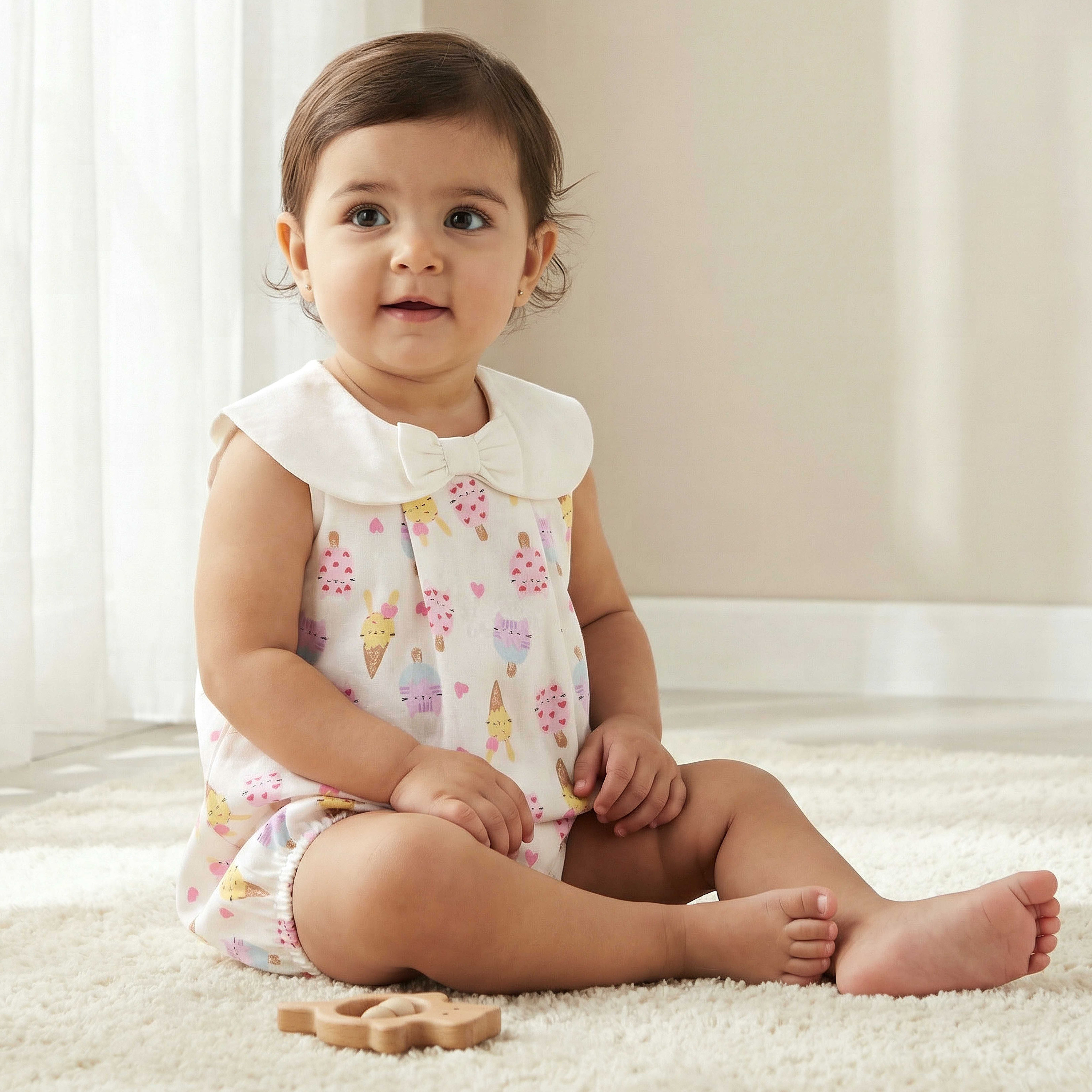 Juniors Peter Pan Collar Sleeveless Romper with Button Closure-baby-girls-clothing-rompers-image-1
