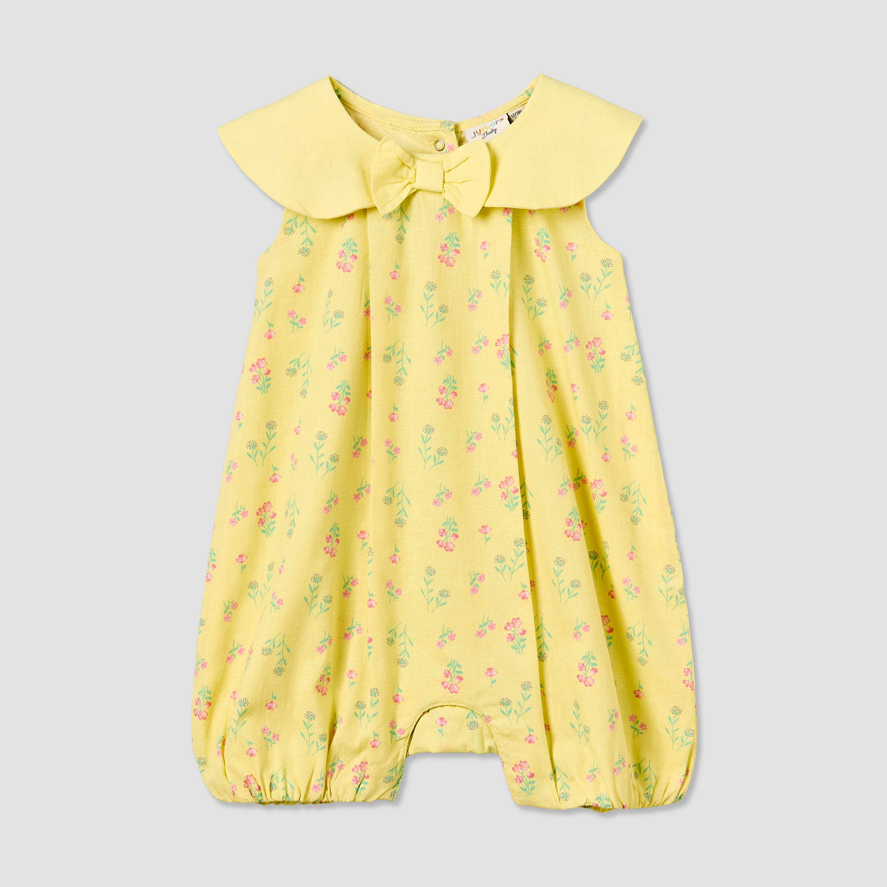 Juniors Peter Pan Collar Sleeveless Romper with Floral Print-baby-girls-clothing-rompers-image-2