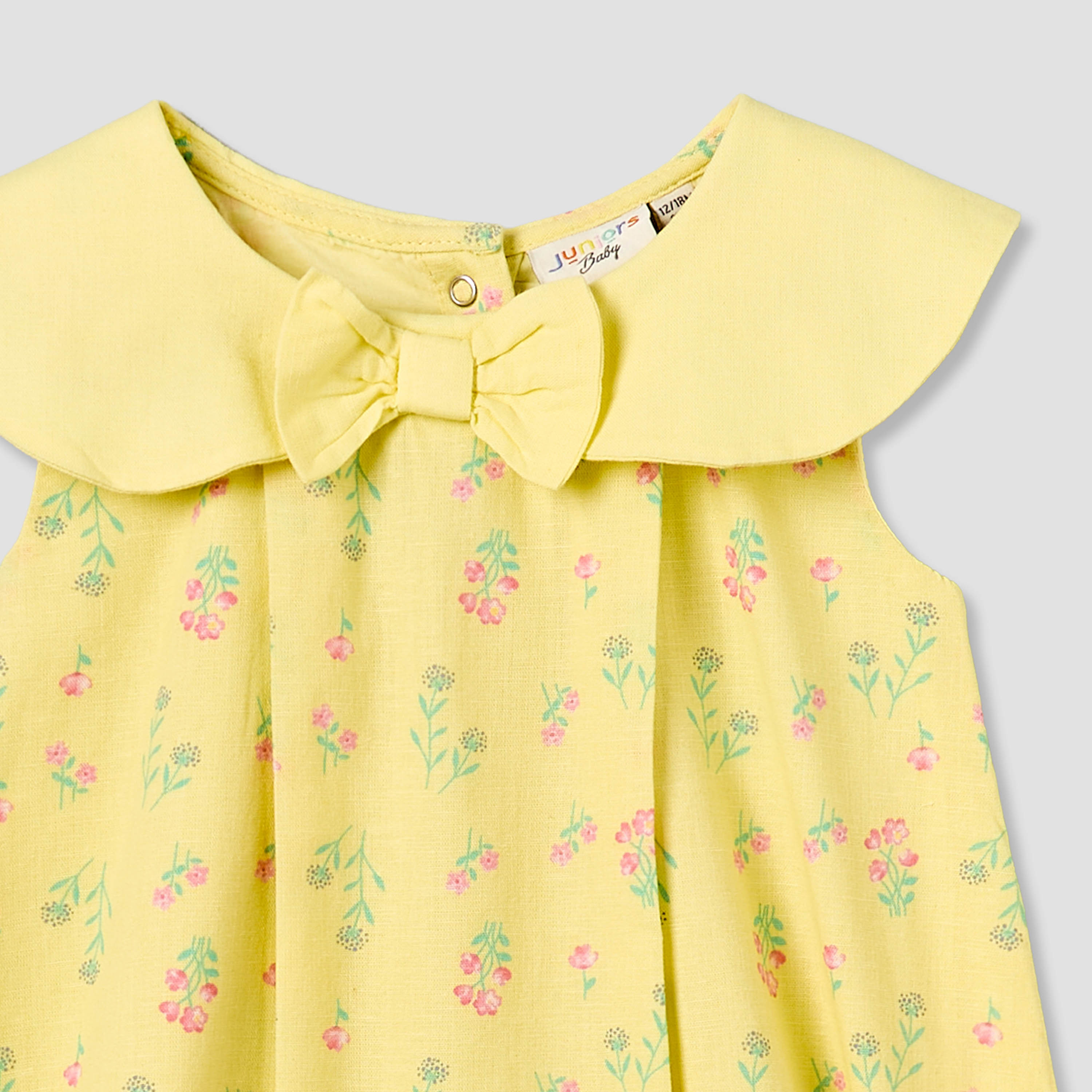Juniors Peter Pan Collar Sleeveless Romper with Floral Print-baby-girls-clothing-rompers-image-4