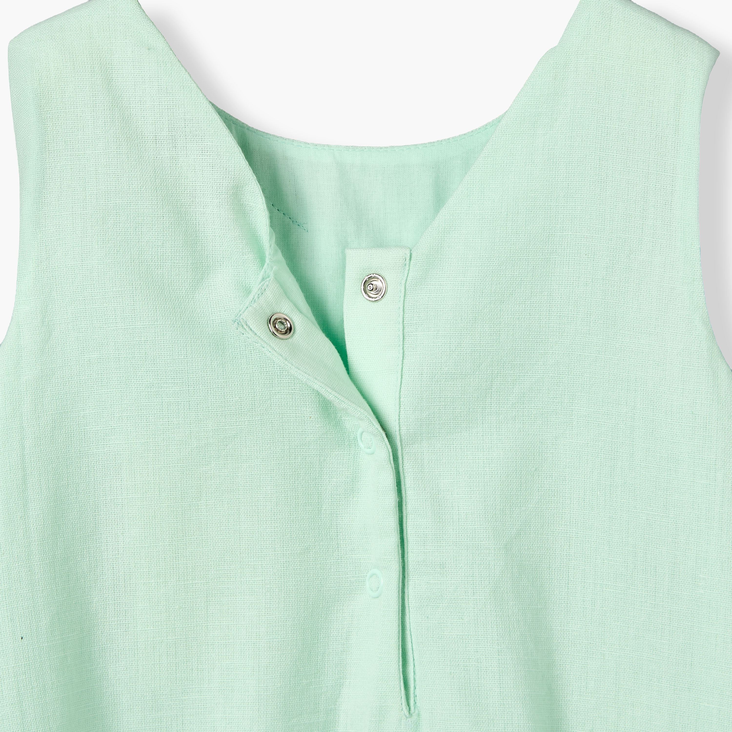Juniors Round Neck Sleeveless Romper with Embroidered Bow-baby-girls-clothing-rompers-image-6