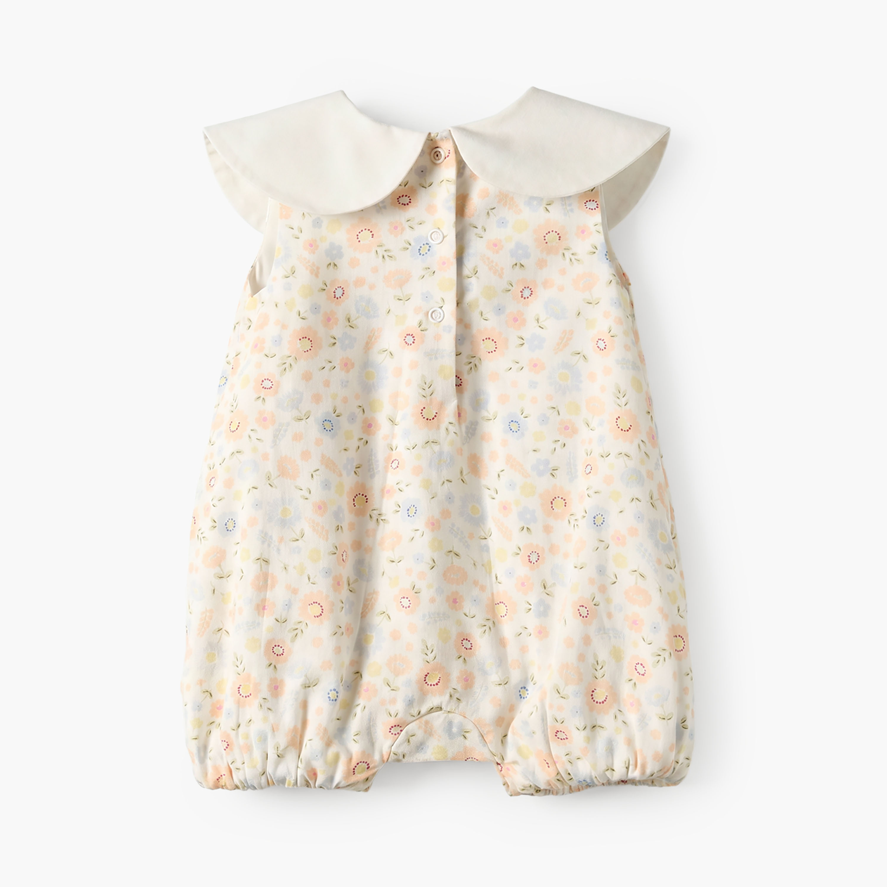 Juniors Round Neck Sleeveless Romper with Floral Print-baby-girls-clothing-rompers-image-2