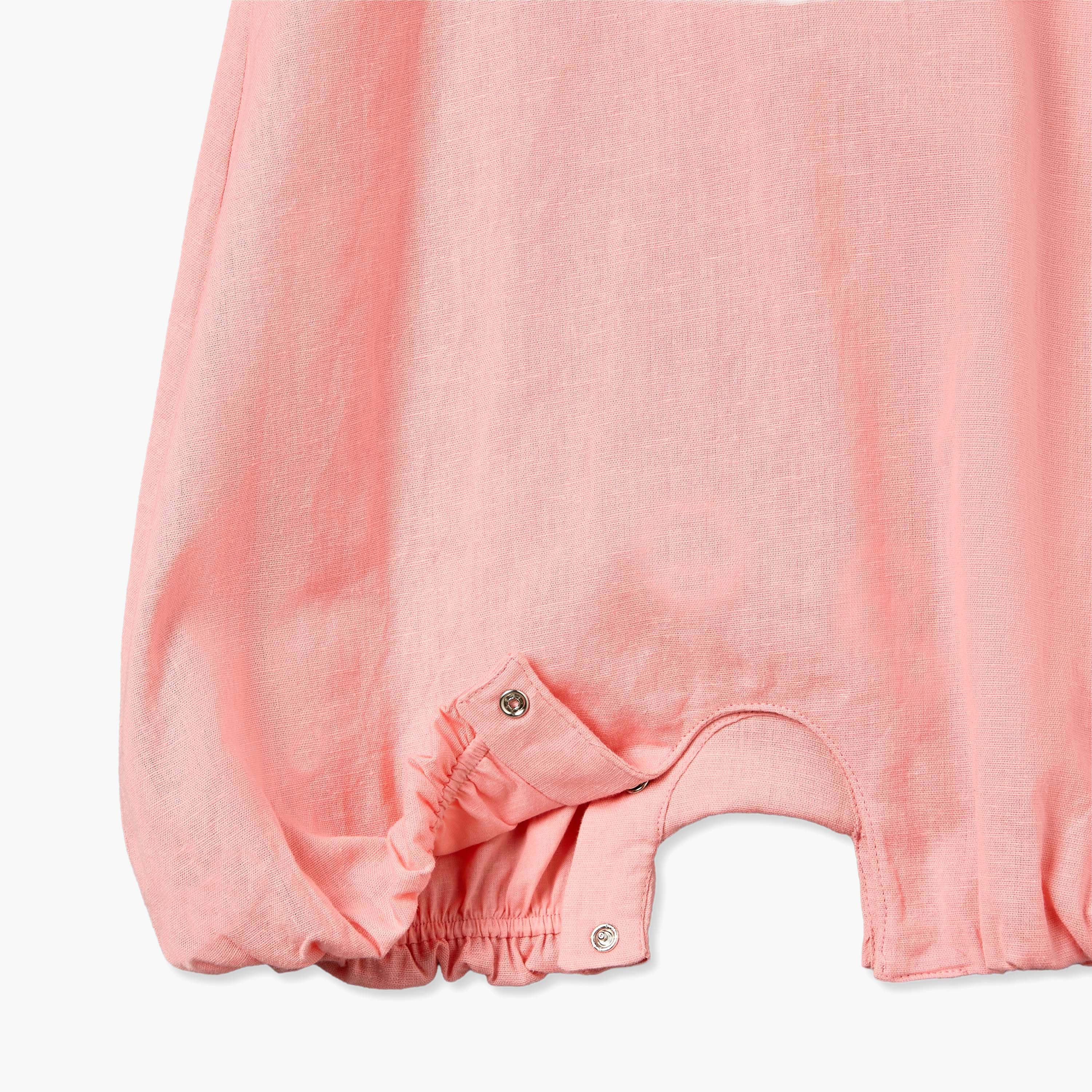 Juniors Crew Neck Sleeveless Romper with Embroidered Bow-baby-girls-clothing-rompers-image-5