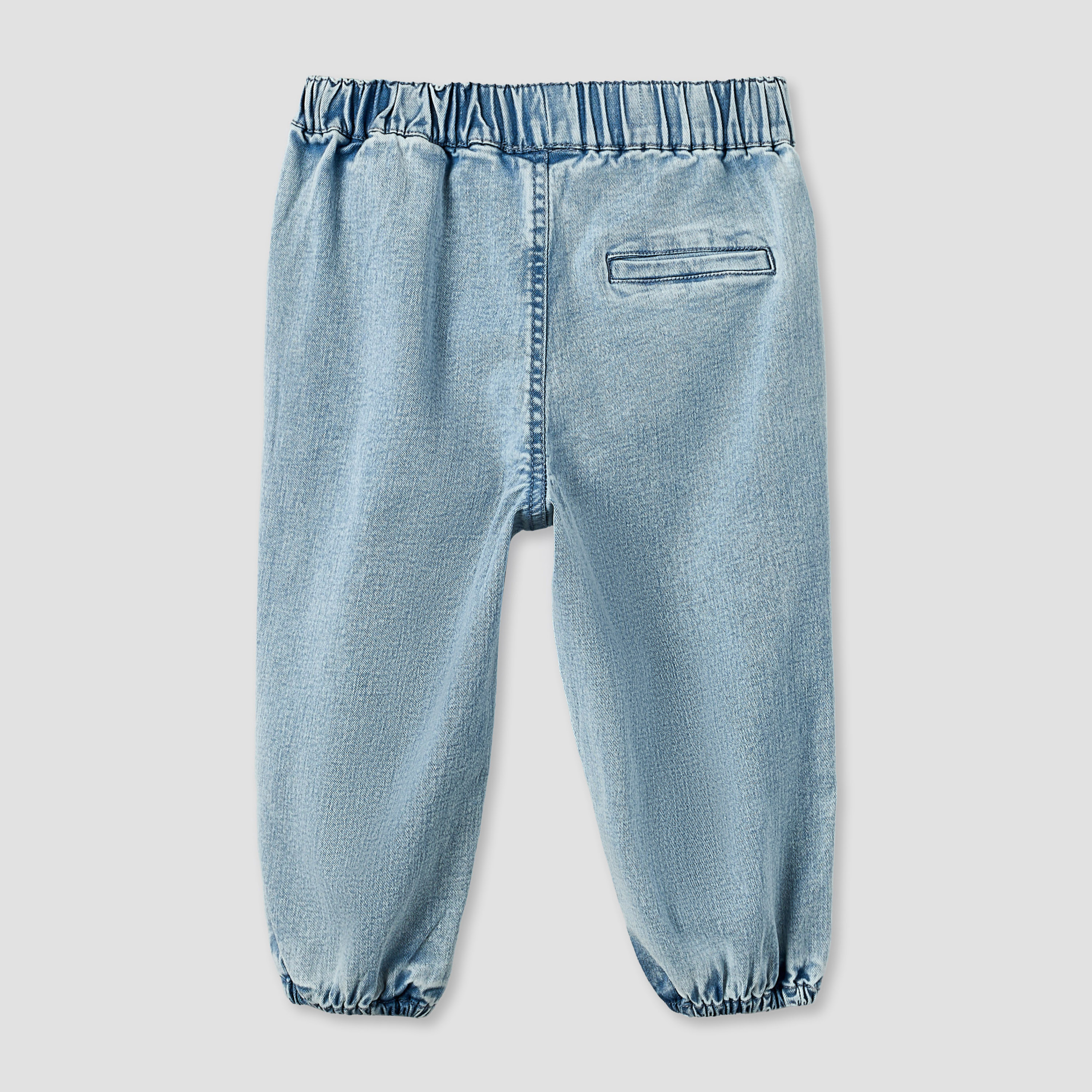 Juniors Elasticated Waist Denim Joggers with Bow Detail-baby-girls-clothing-bottoms-jeans-image-2
