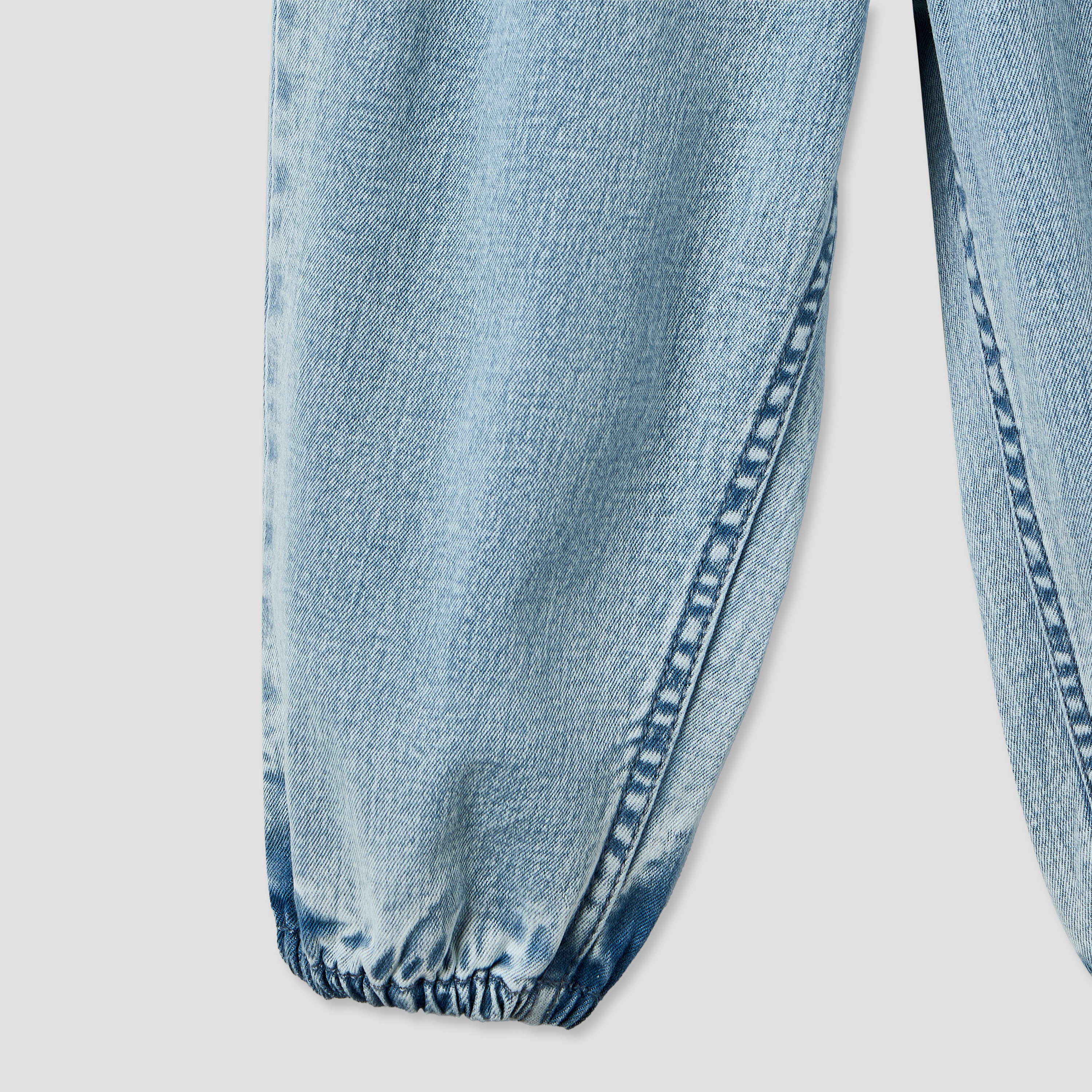 Juniors Elasticated Waist Denim Joggers with Bow Detail-baby-girls-clothing-bottoms-jeans-image-4