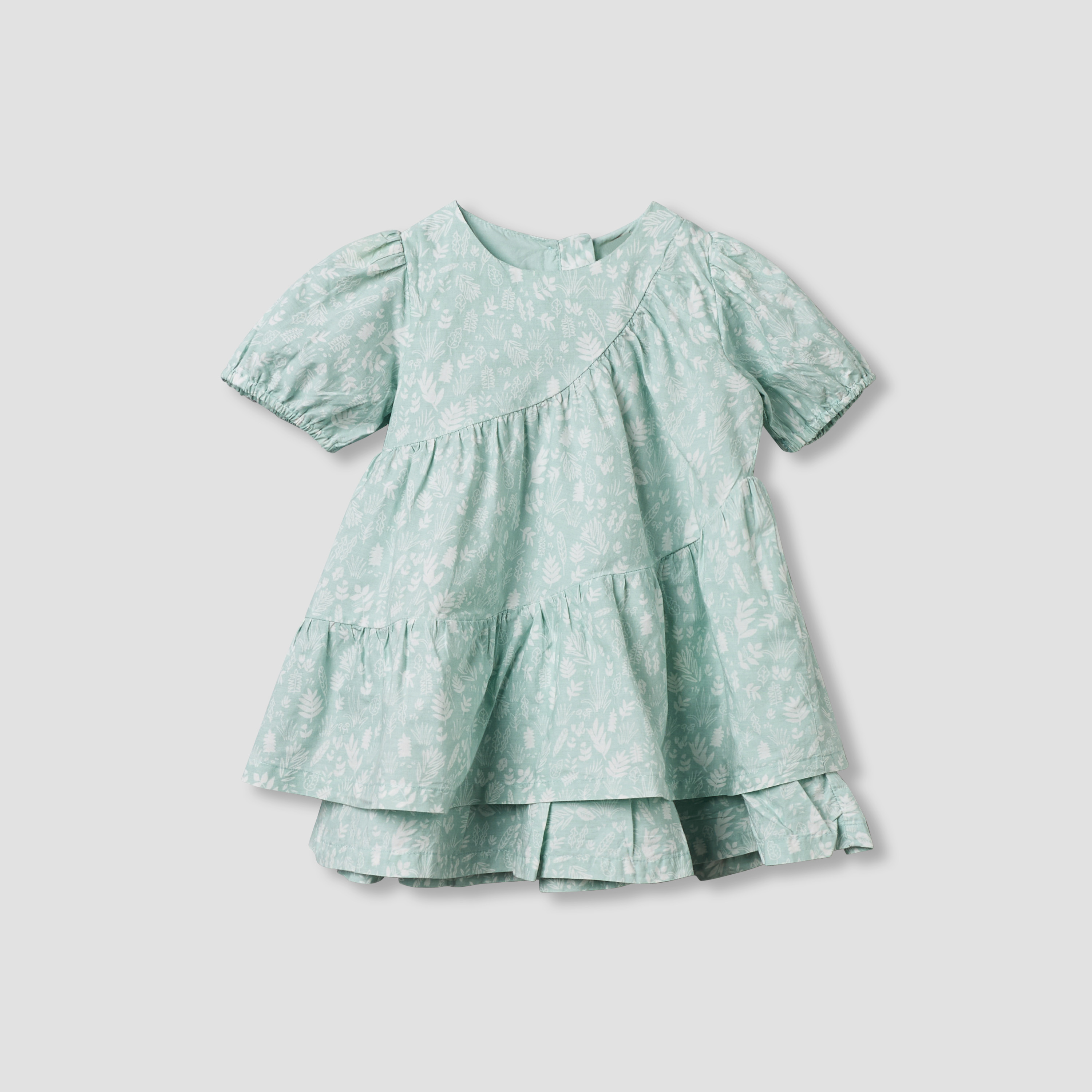 Juniors Round Neck Short Sleeves Tiered Dress with Headband-baby-girls-clothing-dressesandjumpsuits-image-3