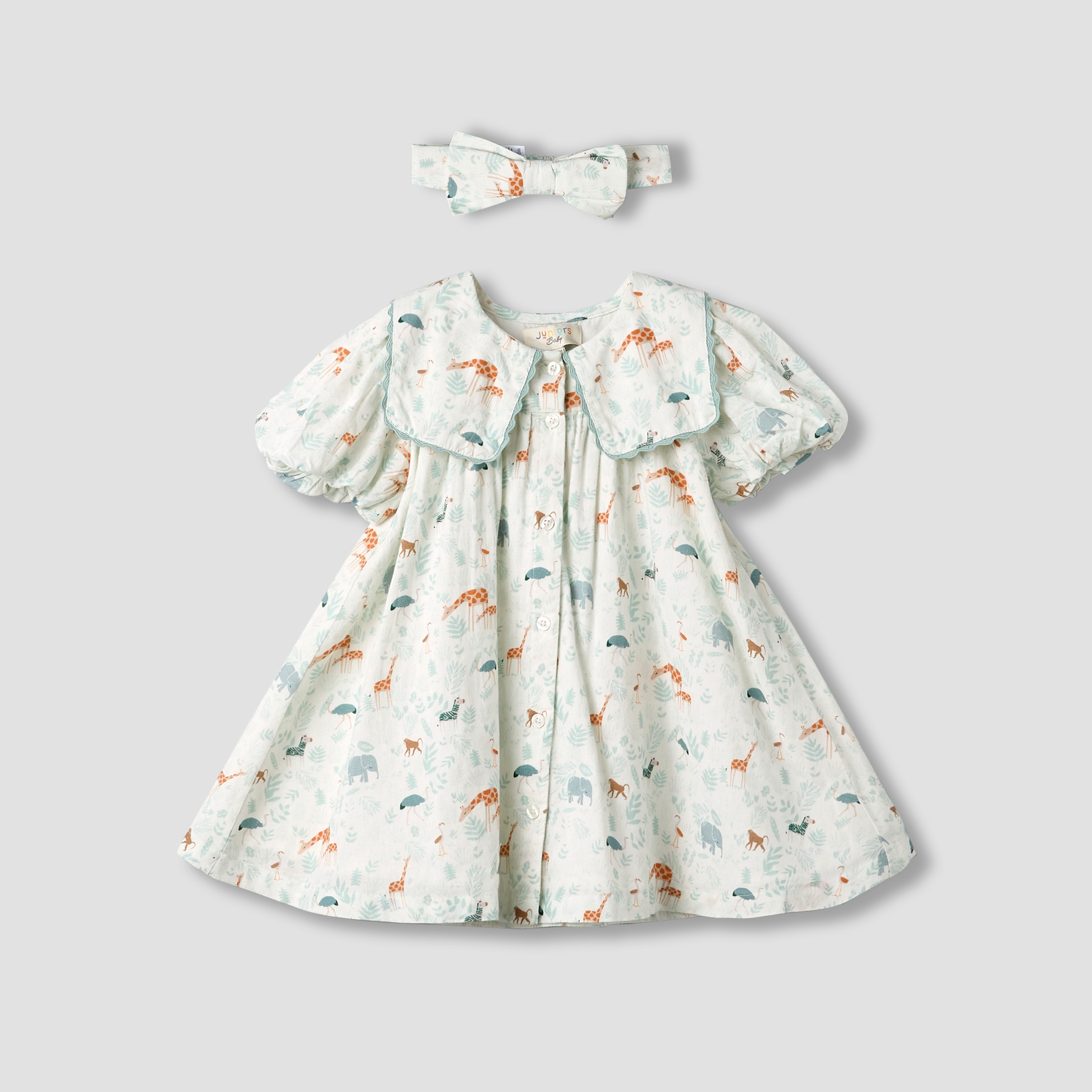 Juniors Sailor Collar Short Sleeve Dress with Bow Hairband-baby-girls-clothing-dressesandjumpsuits-image-2