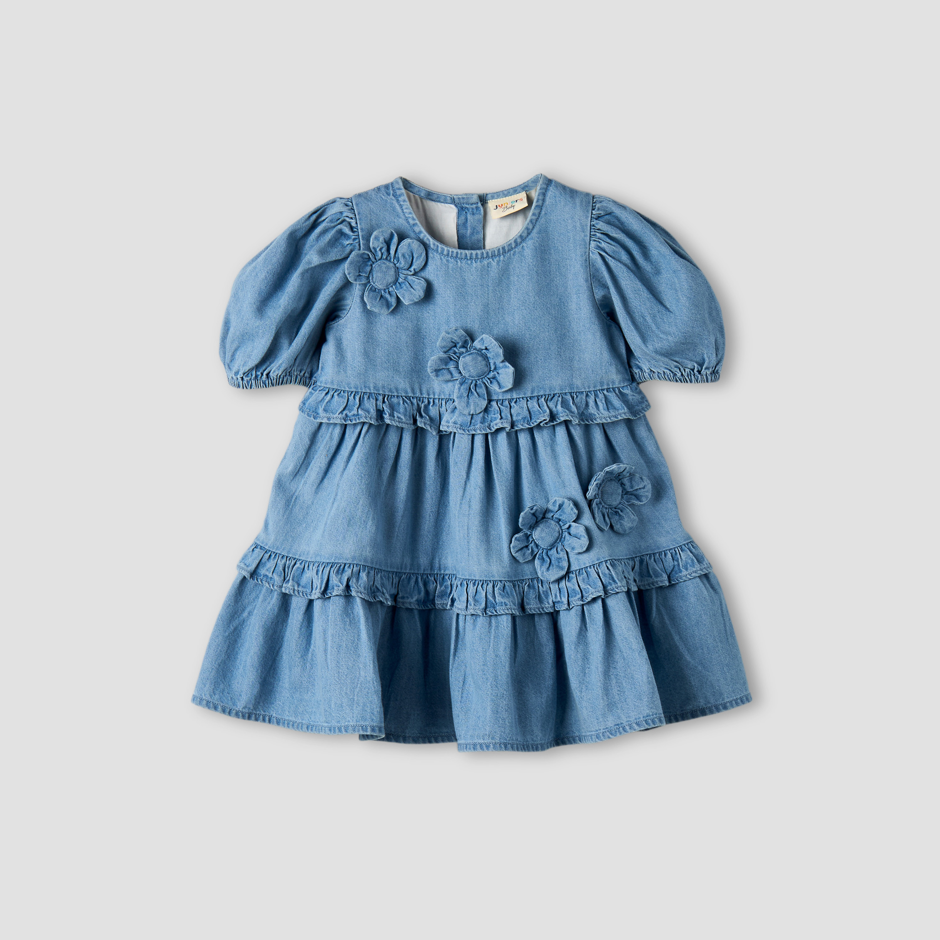 Juniors Round Neck Short Sleeves Tiered Dress with Headband-baby-girls-clothing-dressesandjumpsuits-image-3