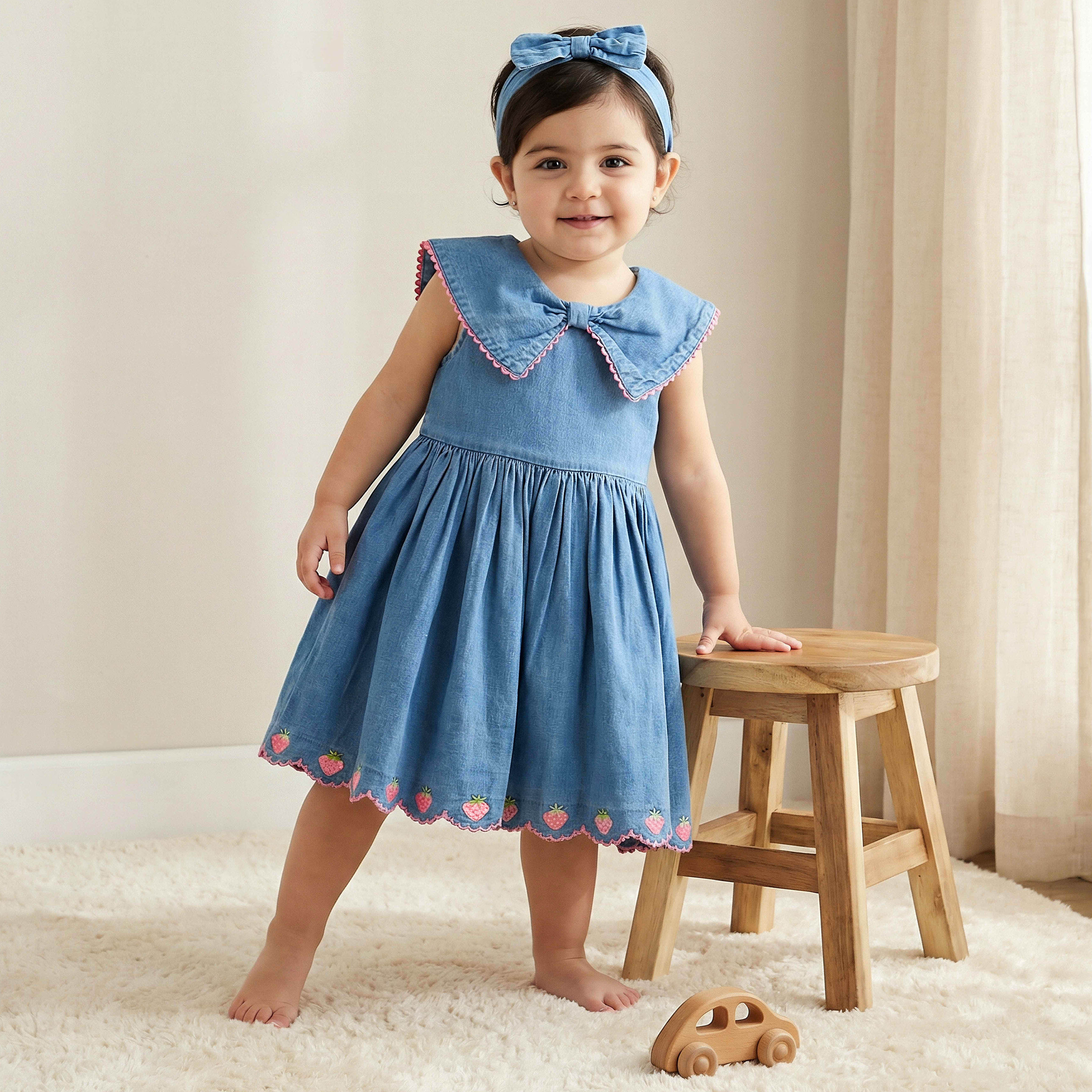 Juniors Collared Sleeveless A-line Dress with Headband-baby-girls-clothing-dressesandjumpsuits-image-1