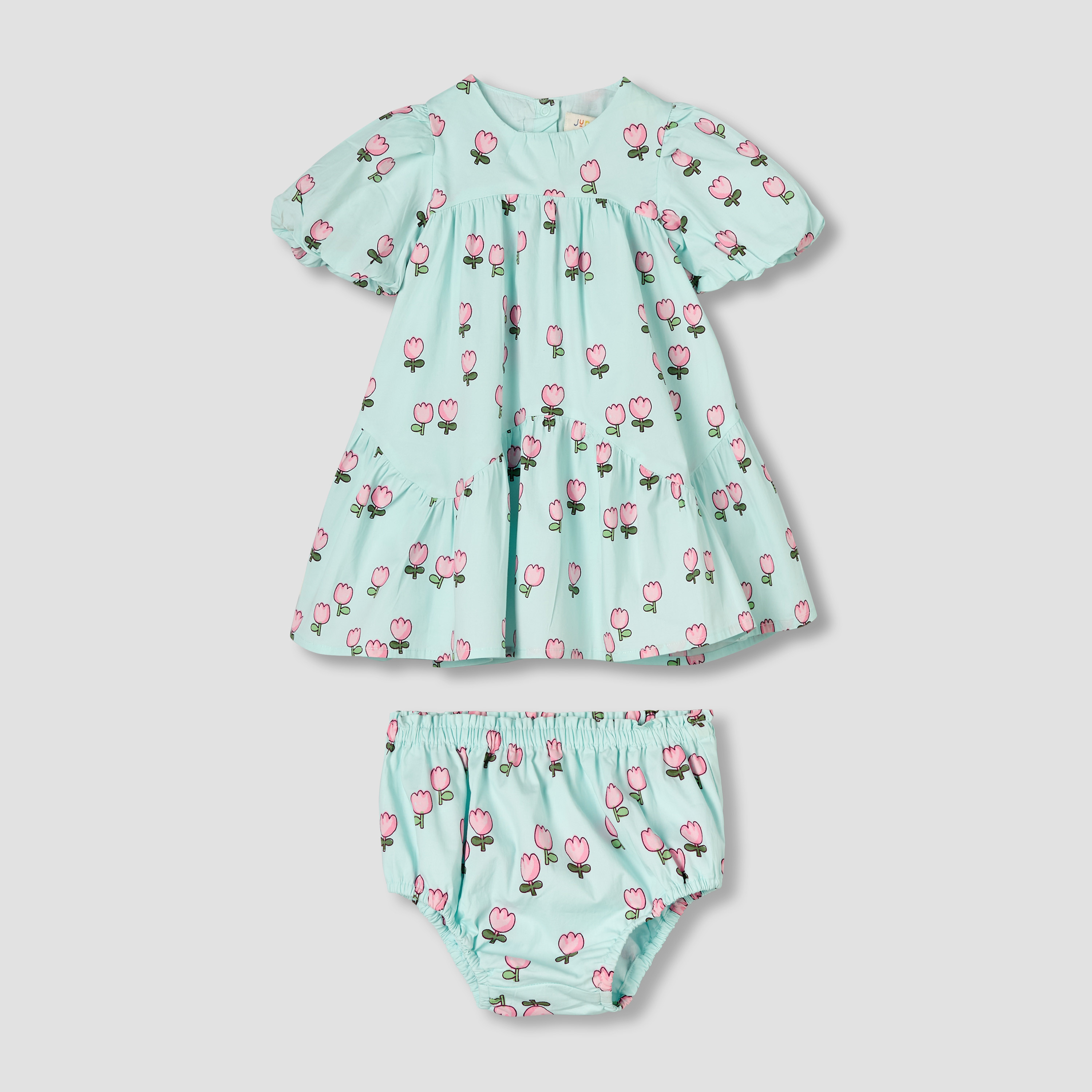 Juniors Round Neck Short Sleeves Dress with Bloomers-baby-girls-clothing-dressesandjumpsuits-image-1