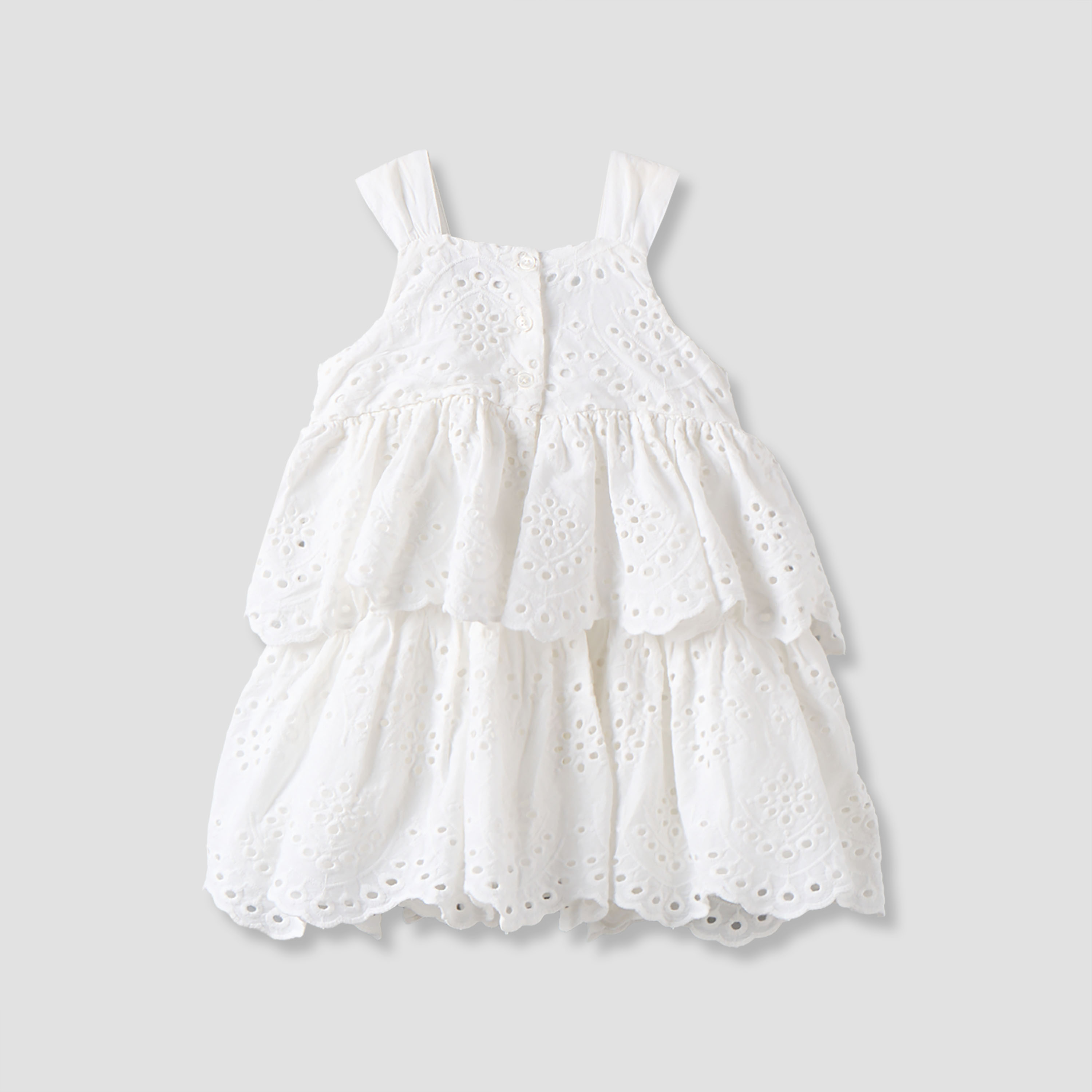 فستان طول الركبة بتطريز شيفلي أنيق وياقة مربعة بدون أكمام من جونيورز-baby-girls-clothing-dressesandjumpsuits-image-3