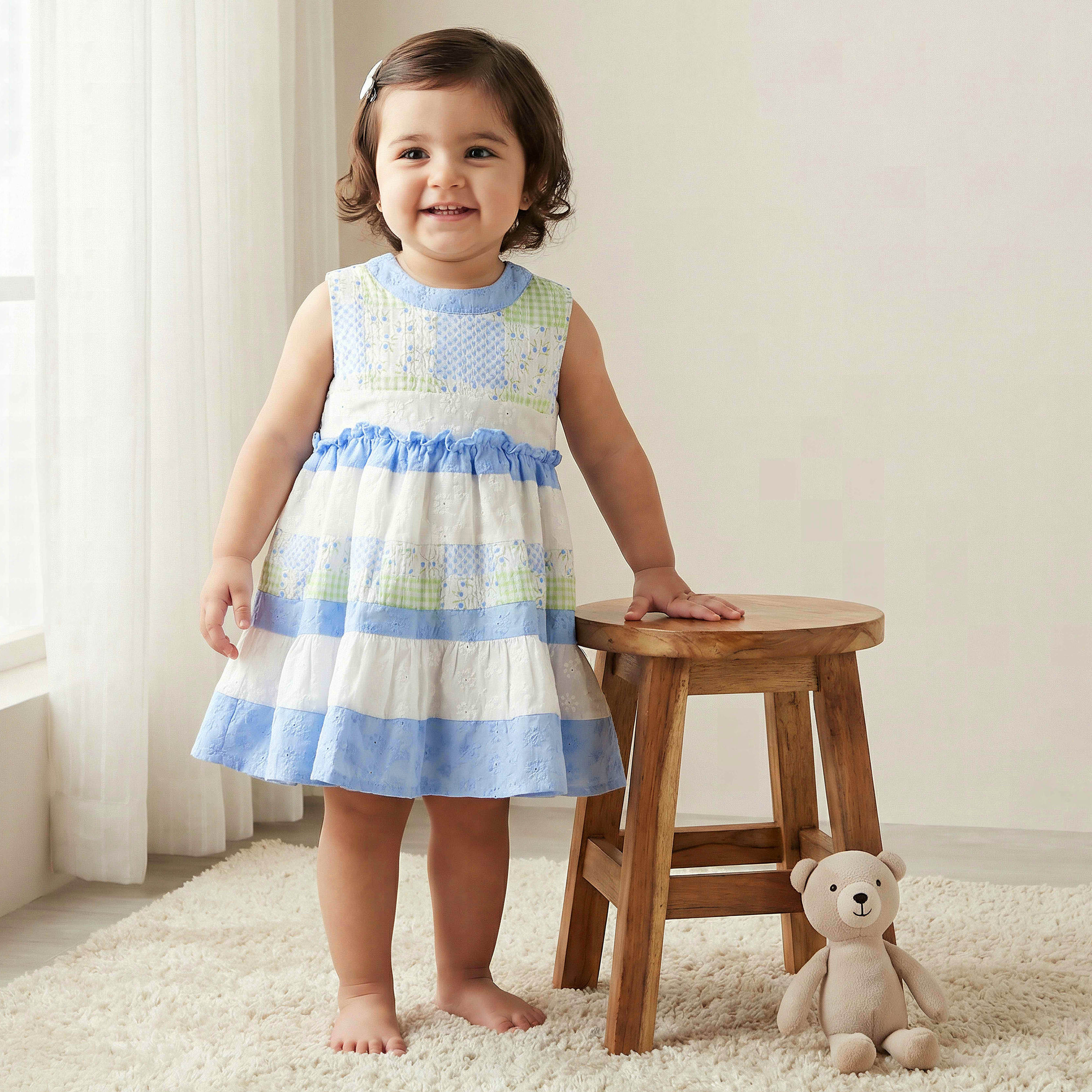 فستان دون أكمام بياقة مستديرة وطبعات من جونيورز-baby-girls-clothing-dressesandjumpsuits-image-1