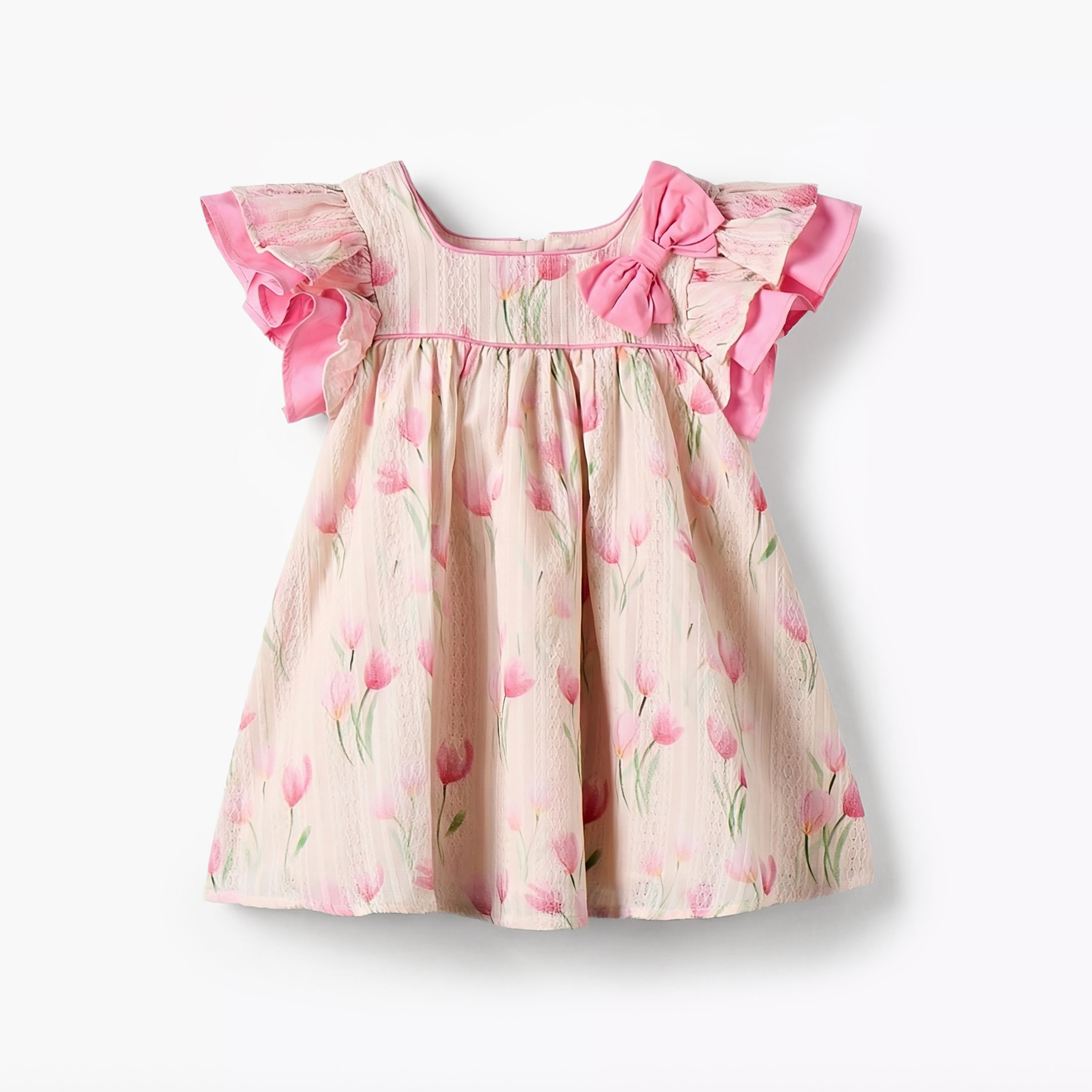 فستان بطبعات أزهار وياقة مربعة وأكمام قصيرة من جونيورز-baby-girls-clothing-dressesandjumpsuits-image-2