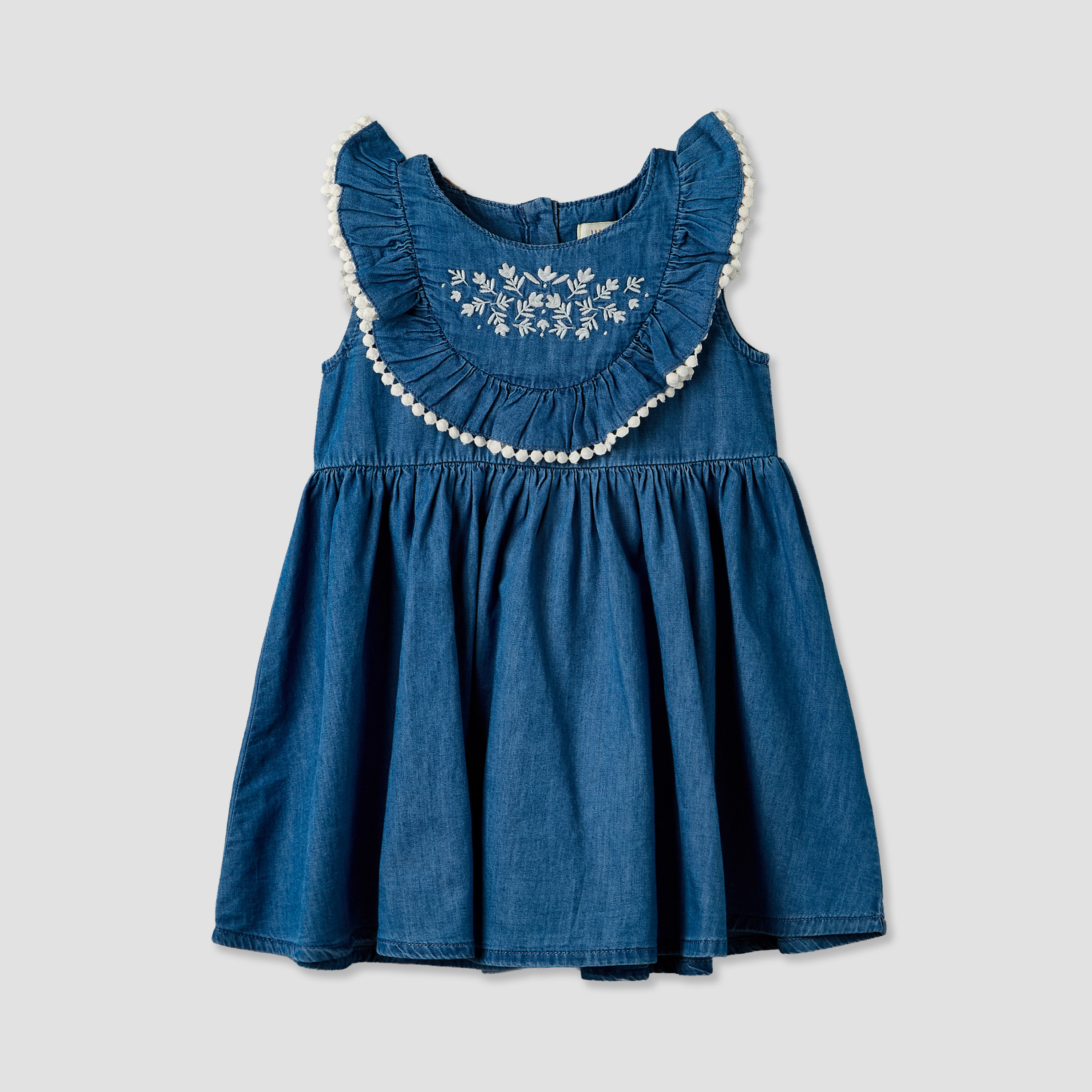 Juniors Round Neck Sleeveless Dress with Floral Embroidery-baby-girls-clothing-dressesandjumpsuits-image-2