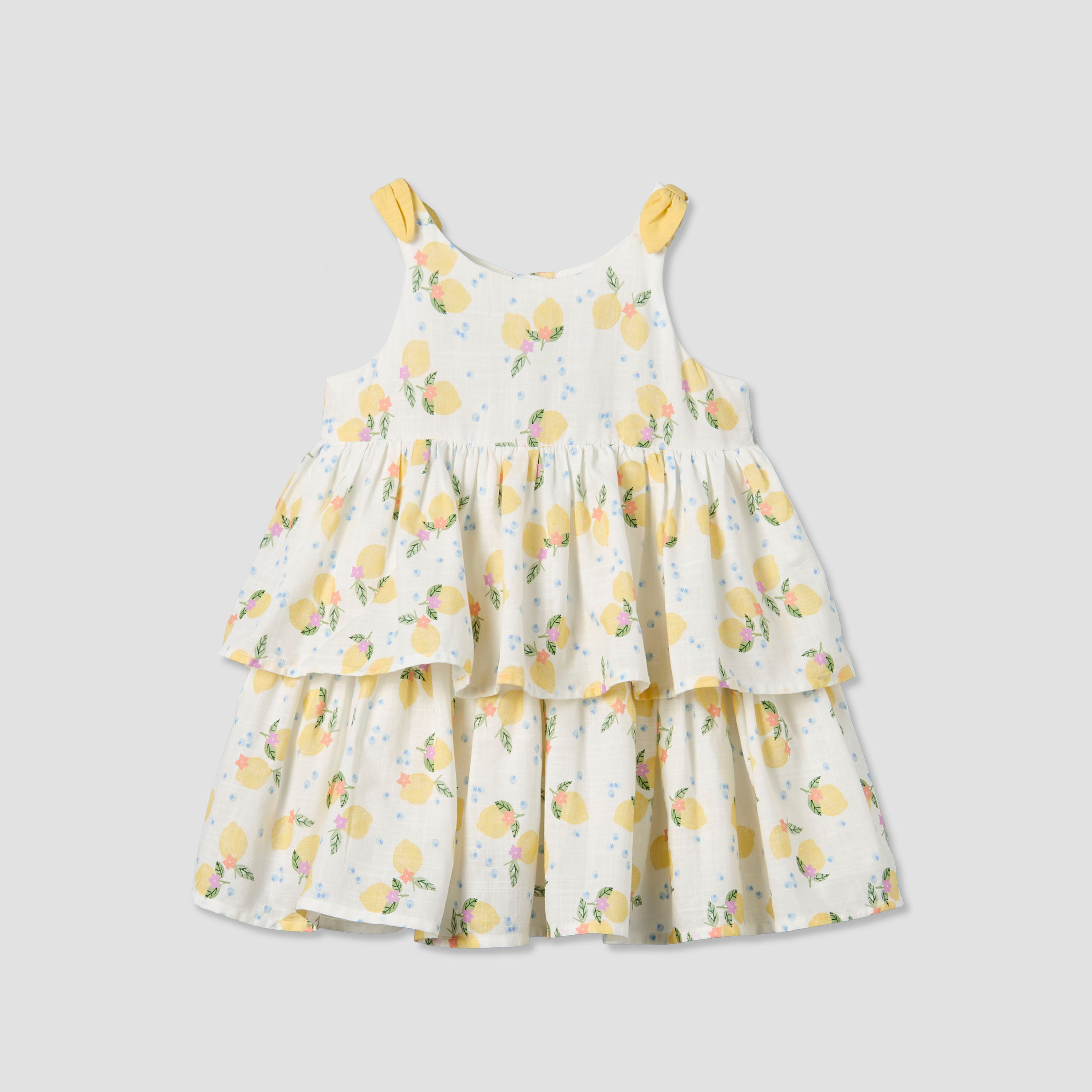 Juniors Round Neck Sleeveless A-line Dress with Lemon Print-baby-girls-clothing-dressesandjumpsuits-image-2