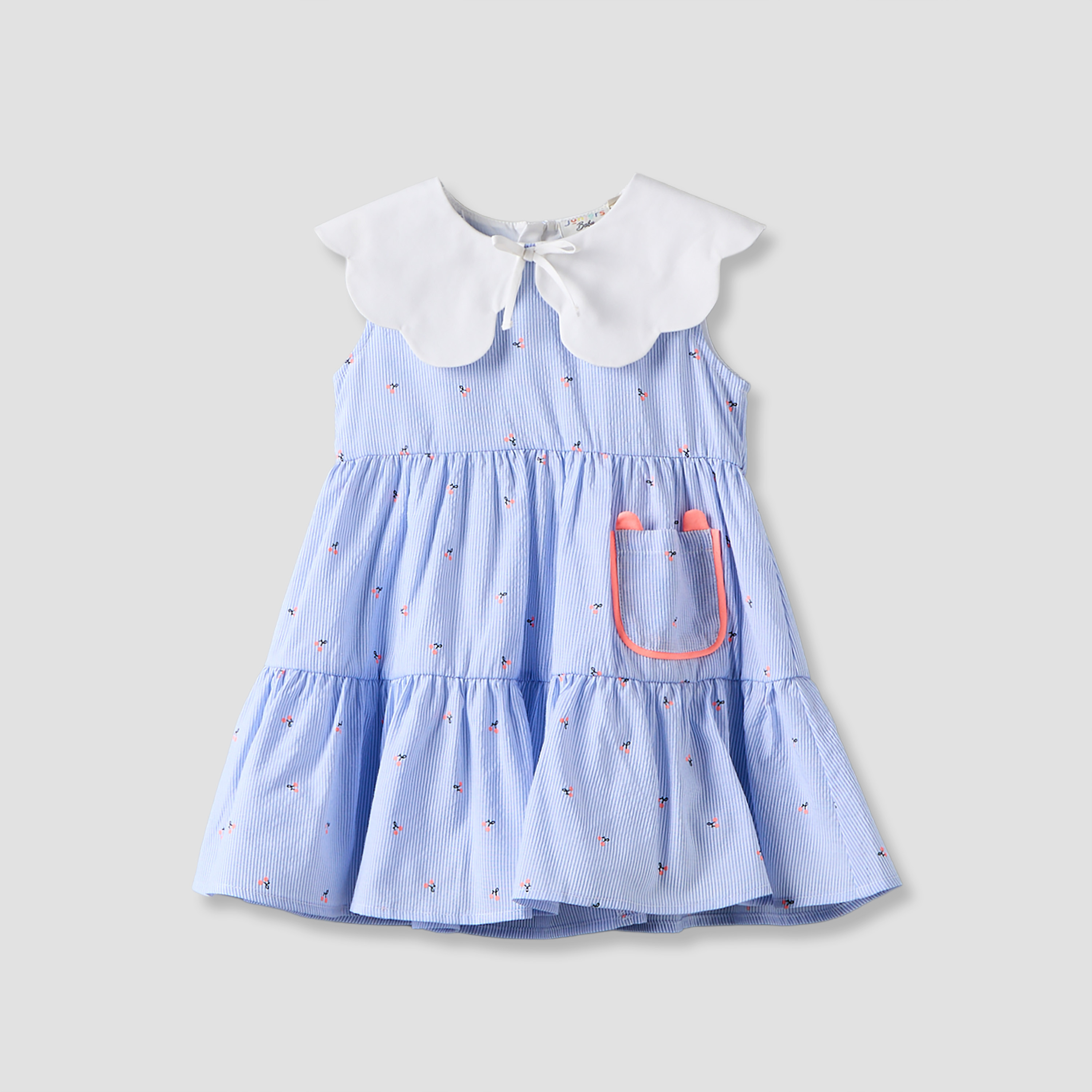 Juniors Collared Sleeveless Knee Length A-Line Dress with Striped Design-baby-girls-clothing-dressesandjumpsuits-image-1