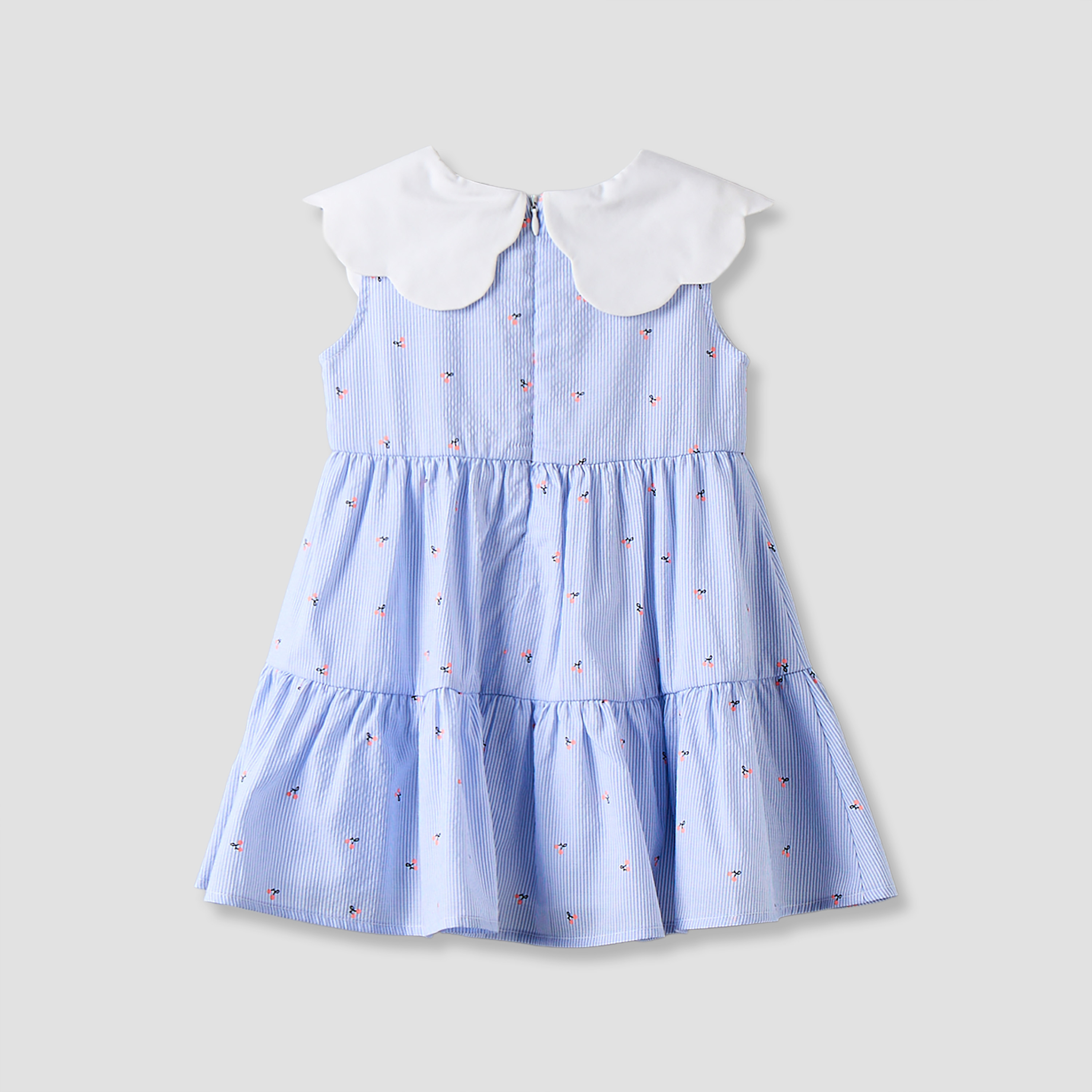 Juniors Collared Sleeveless Knee Length A-Line Dress with Striped Design-baby-girls-clothing-dressesandjumpsuits-image-2
