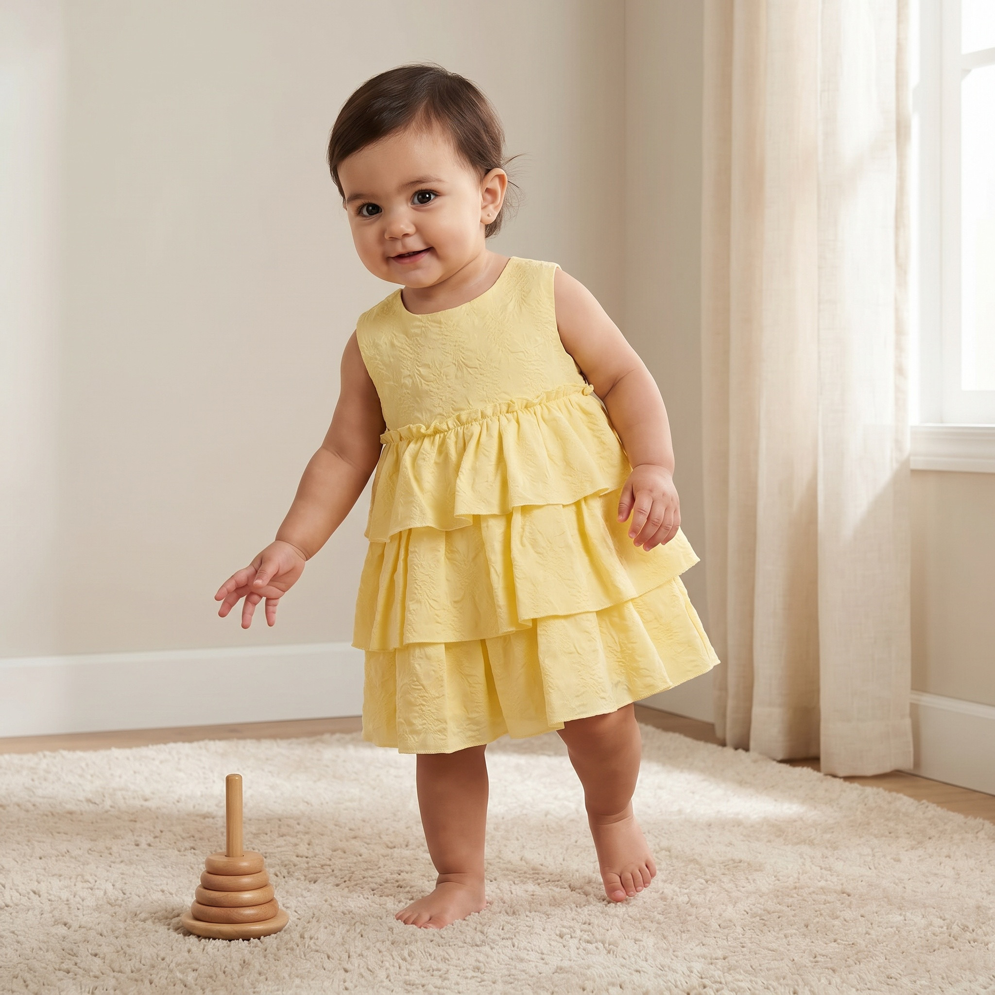Juniors Round Neck Sleeveless Dress with Ruffles-baby-girls-clothing-dressesandjumpsuits-image-1