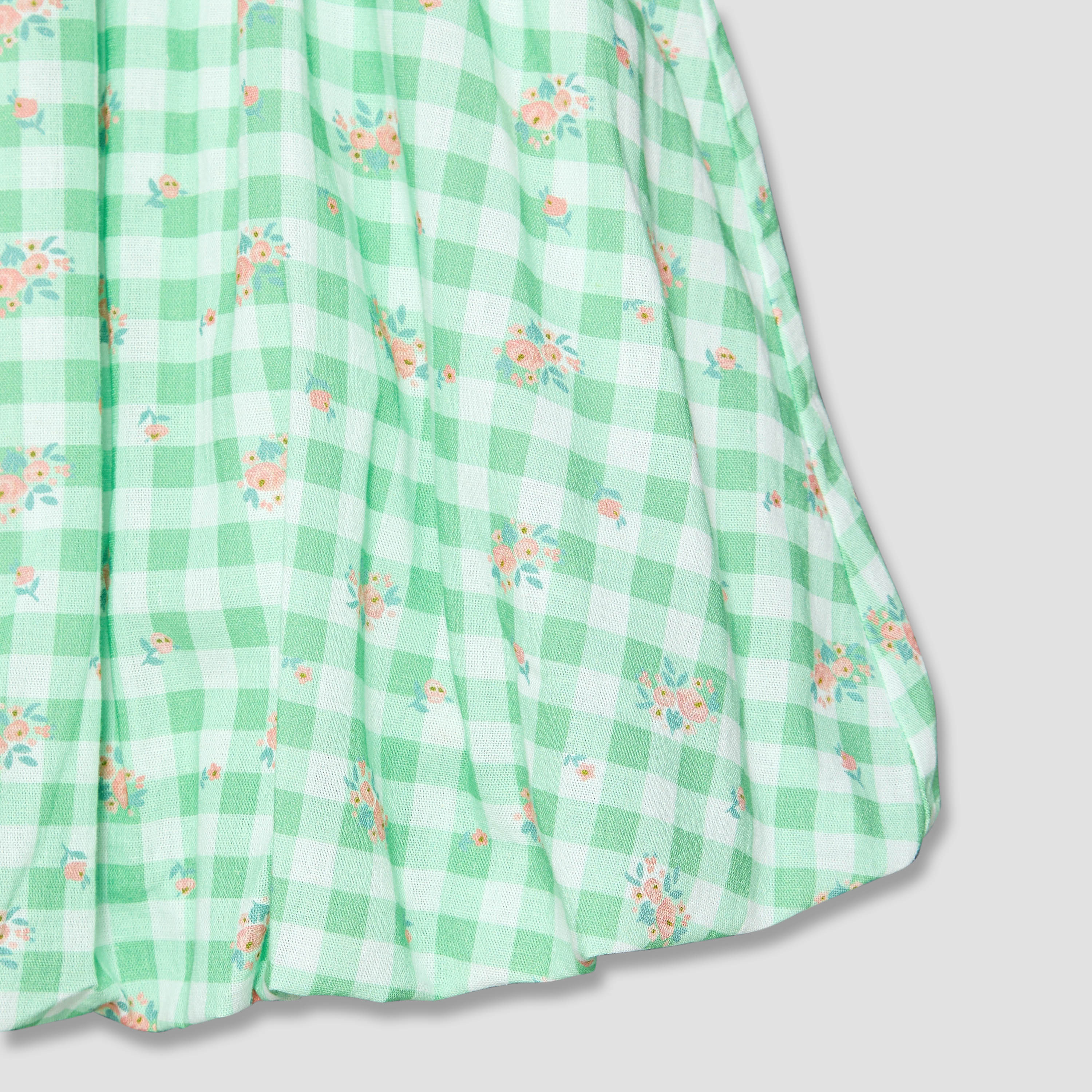 Juniors Round Neck Sleeveless A-line Dress with Checked and Floral Print-baby-girls-clothing-dressesandjumpsuits-image-5