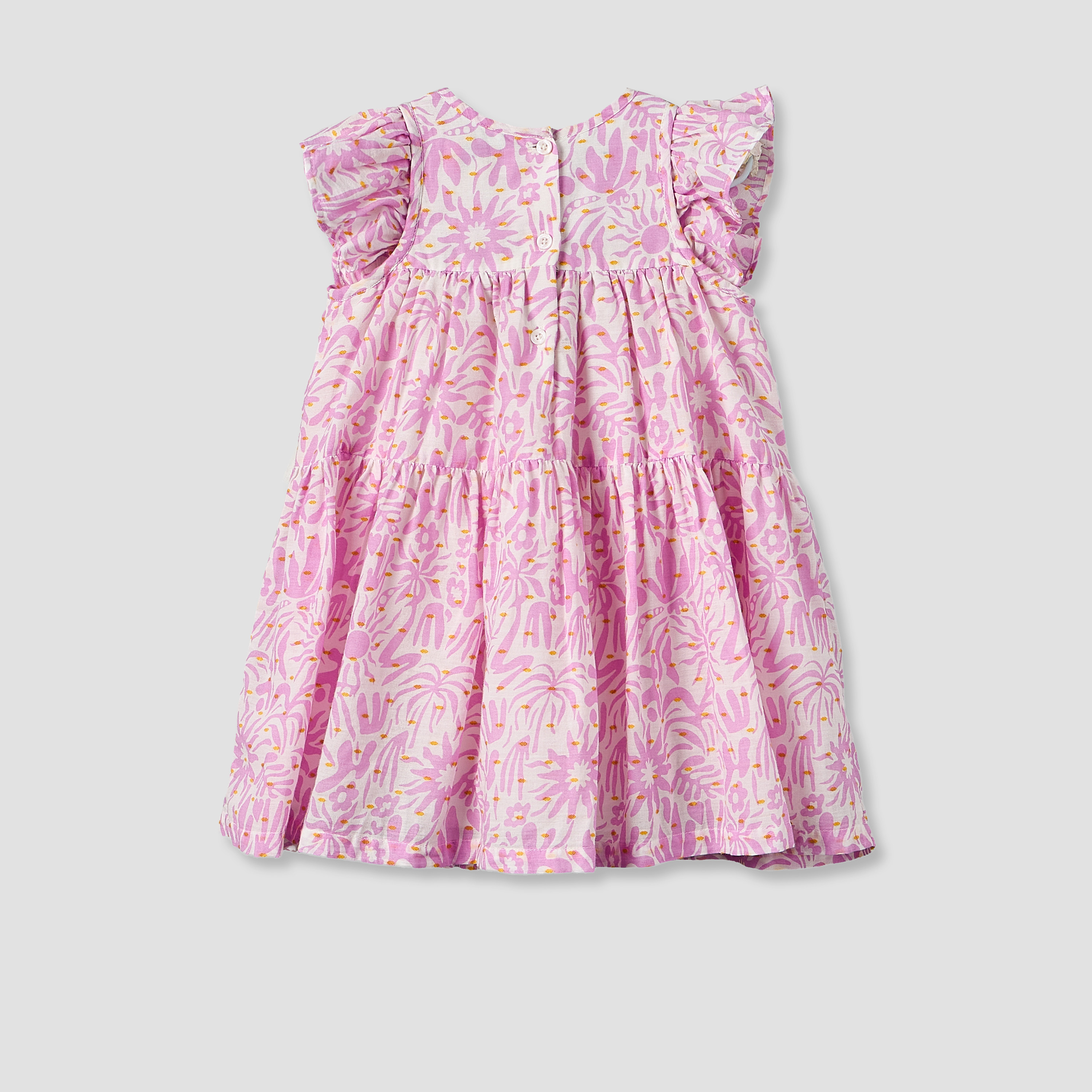 Juniors Round Neck Cap Sleeves Knee Length A-line Dress with Ruffle Trim-baby-girls-clothing-dressesandjumpsuits-image-2