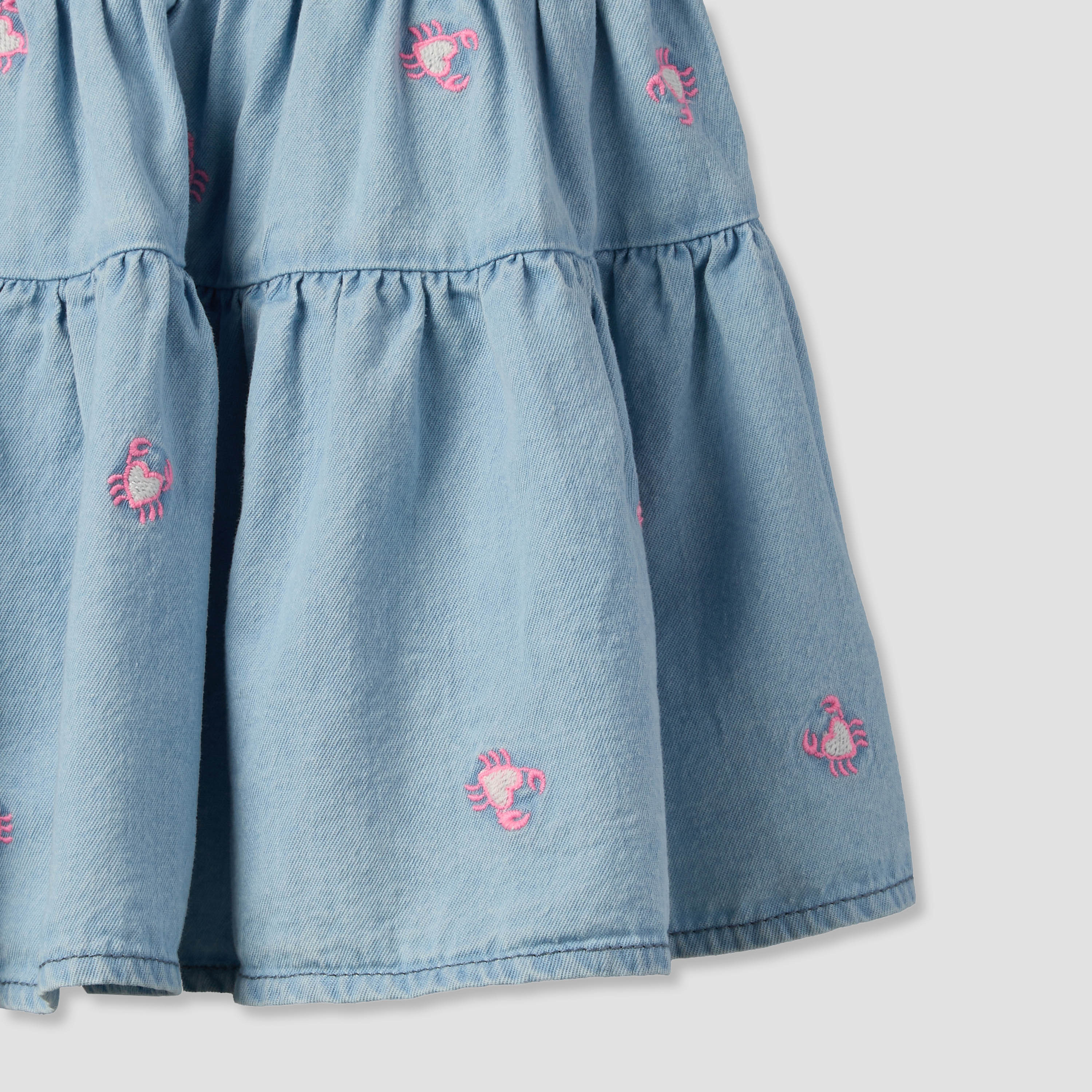 Juniors Round Neck Sleeveless Knee Length A-line Denim Dress with Headband-baby-girls-clothing-dressesandjumpsuits-image-7
