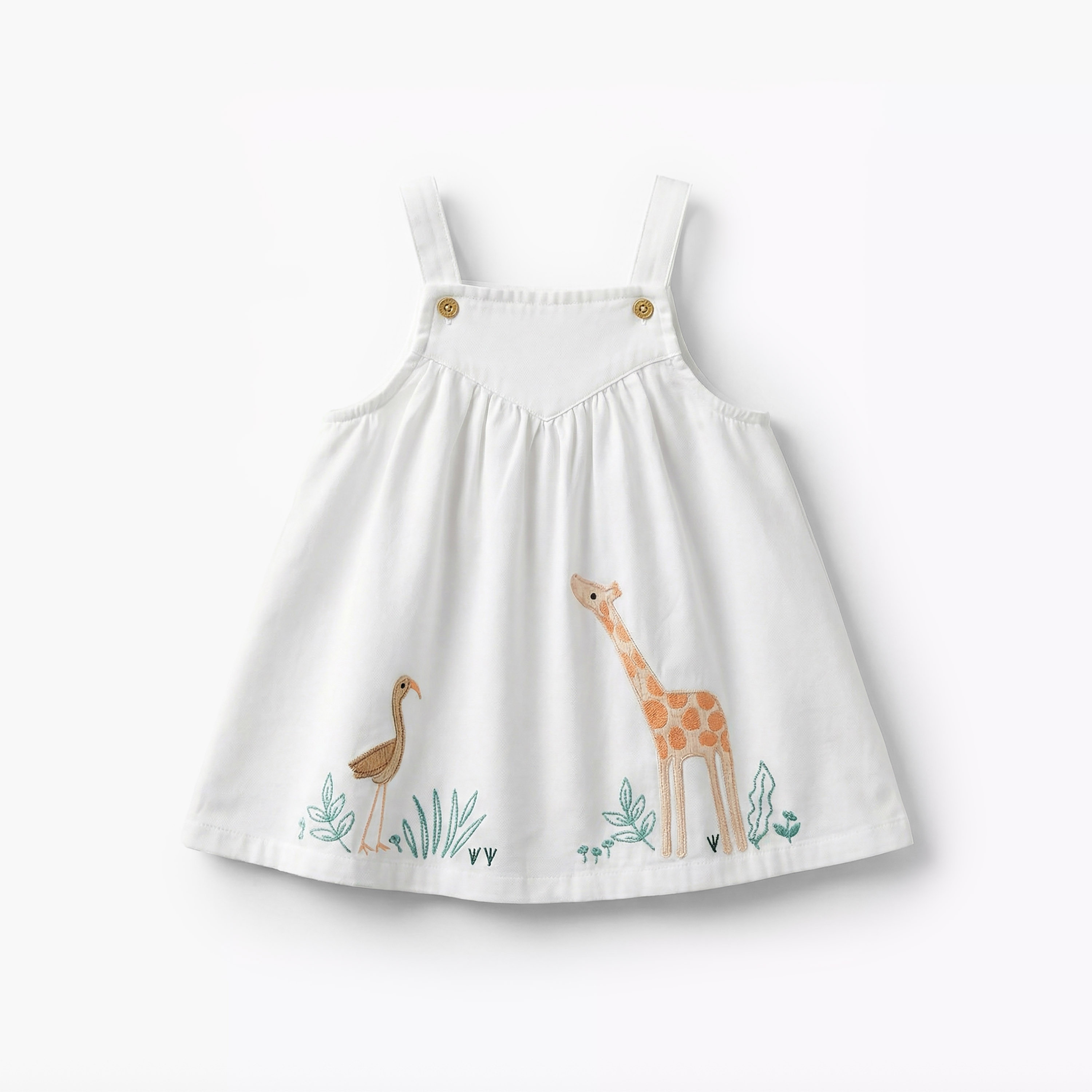 طقم مريلة مطرزة وتيشيرت بياقة مستديرة وأكمام قصيرة من جونيورز-baby-girls-clothing-dressesandjumpsuits-image-4