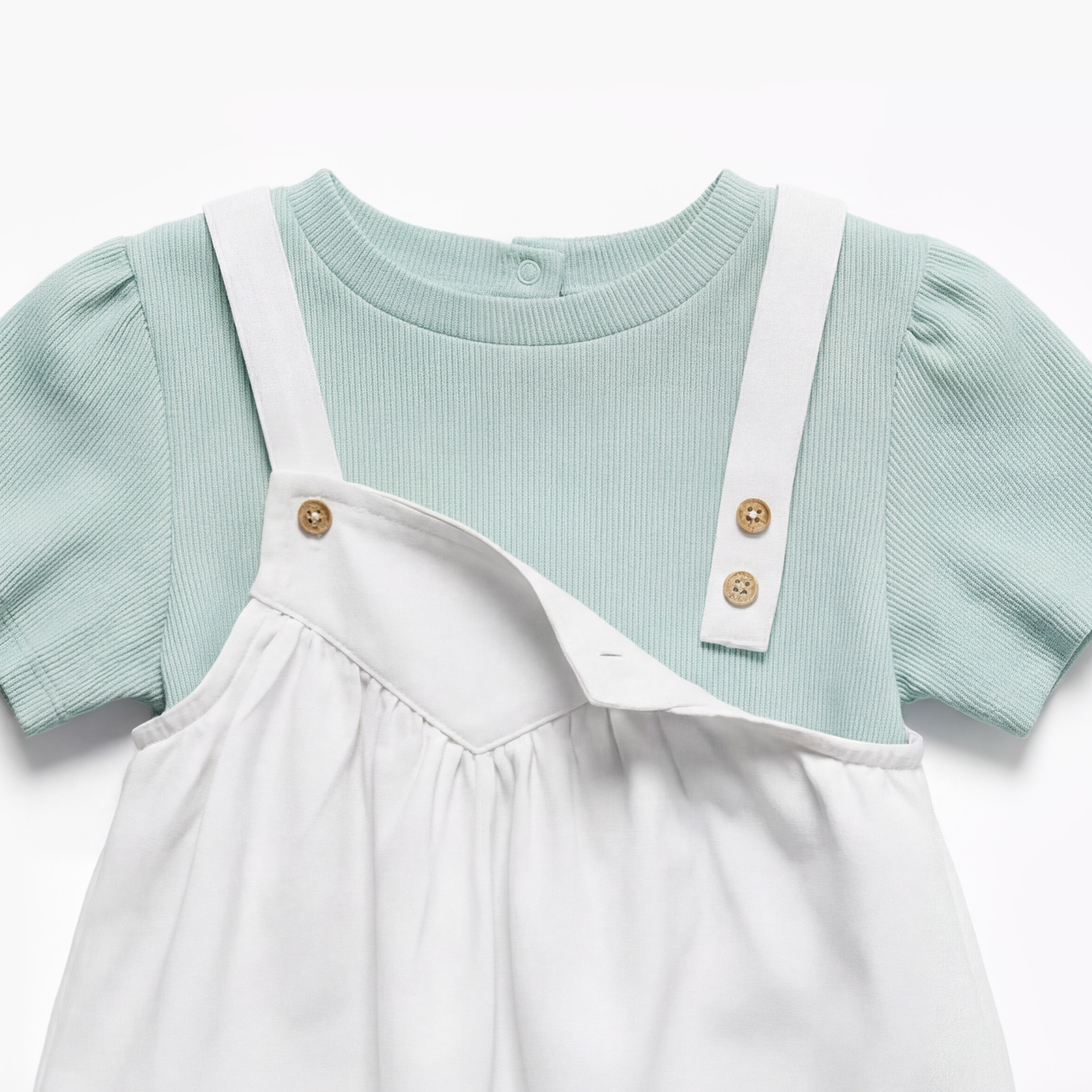 طقم مريلة مطرزة وتيشيرت بياقة مستديرة وأكمام قصيرة من جونيورز-baby-girls-clothing-dressesandjumpsuits-image-2