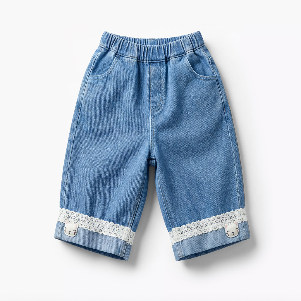 Juniors Round Neck Short Sleeves Top and Jeans Set with Bow Detail-baby-girls-clothing-setsandcoords-image-3