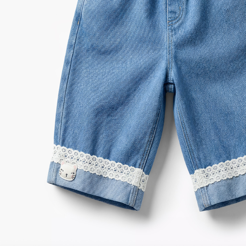 Juniors Round Neck Short Sleeves Top and Jeans Set with Bow Detail-baby-girls-clothing-setsandcoords-image-9