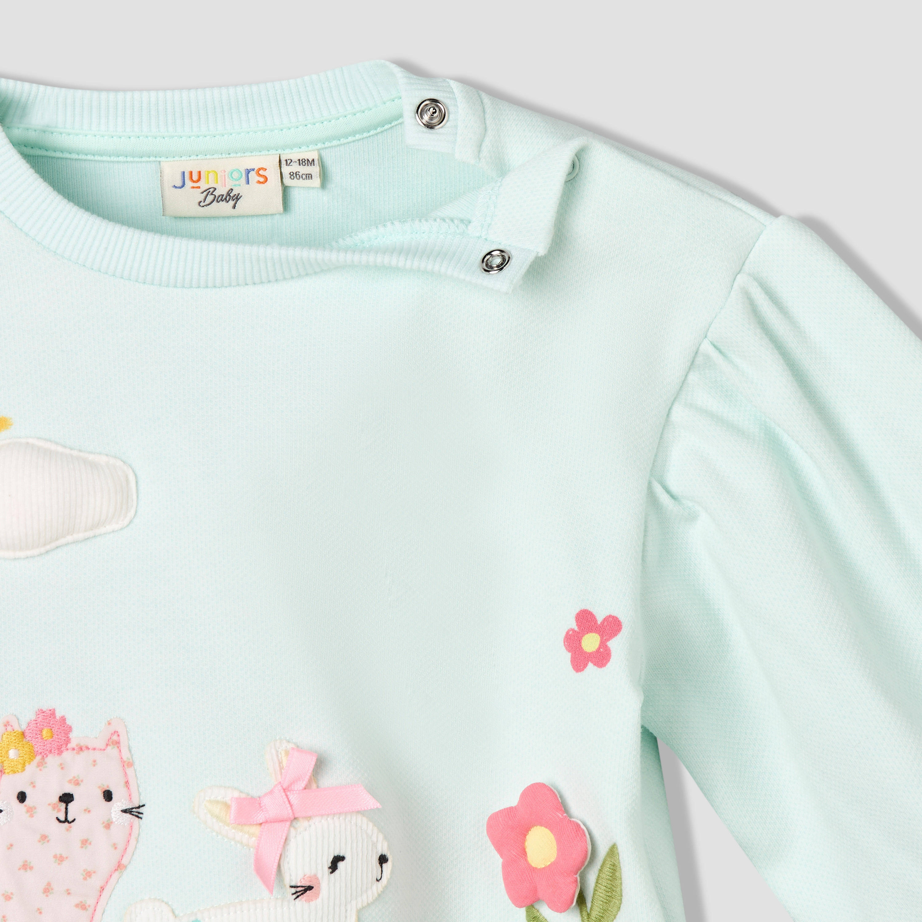 Juniors Crew Neck Long Sleeves Sweatshirt and Wide Leg Pants Set with Animal Applique-baby-girls-clothing-setsandcoords-image-5