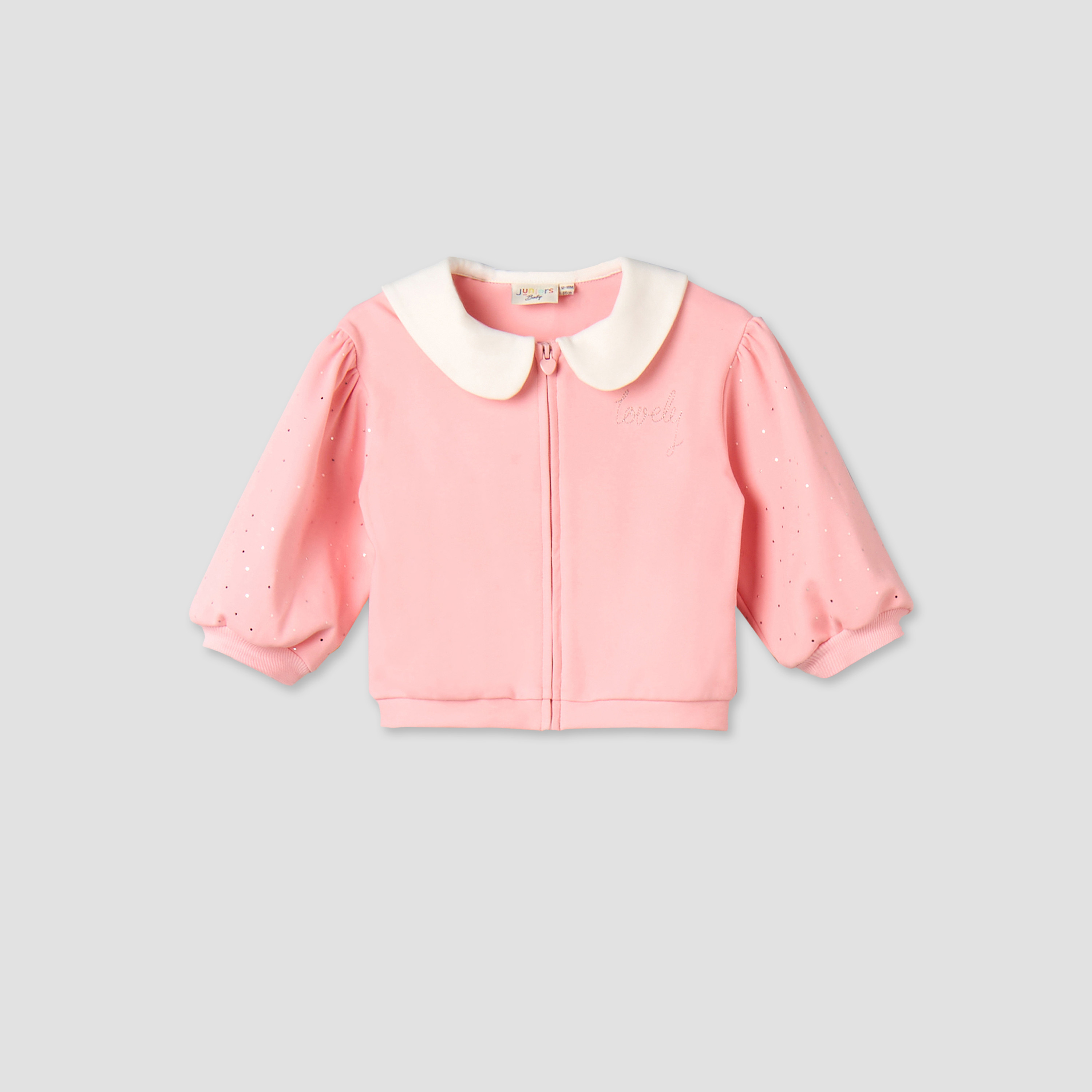 Juniors Peter Pan Collar Long Sleeves Jacket and Joggers Set with Zip Closure-baby-girls-clothing-setsandcoords-image-3