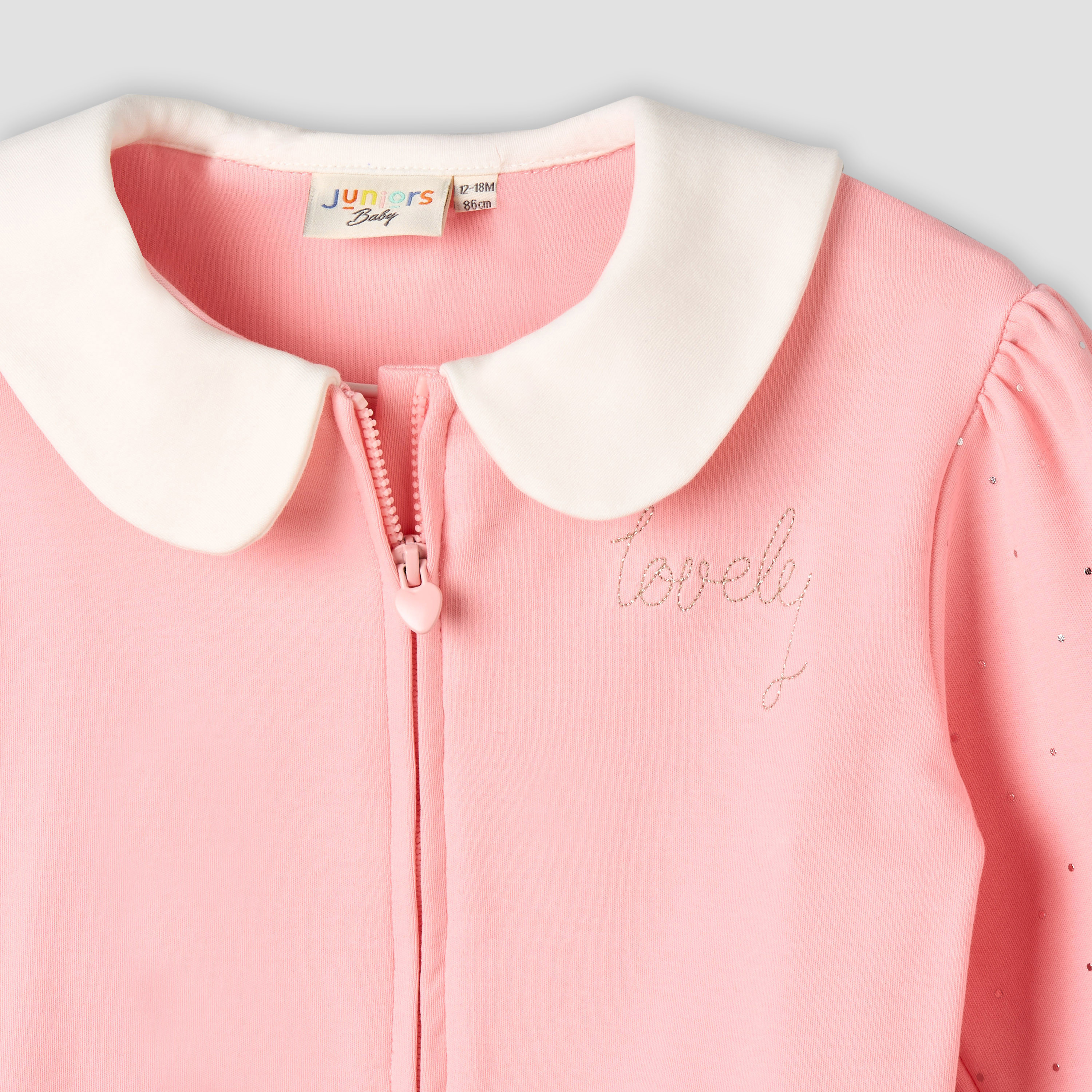 Juniors Peter Pan Collar Long Sleeves Jacket and Joggers Set with Zip Closure-baby-girls-clothing-setsandcoords-image-5