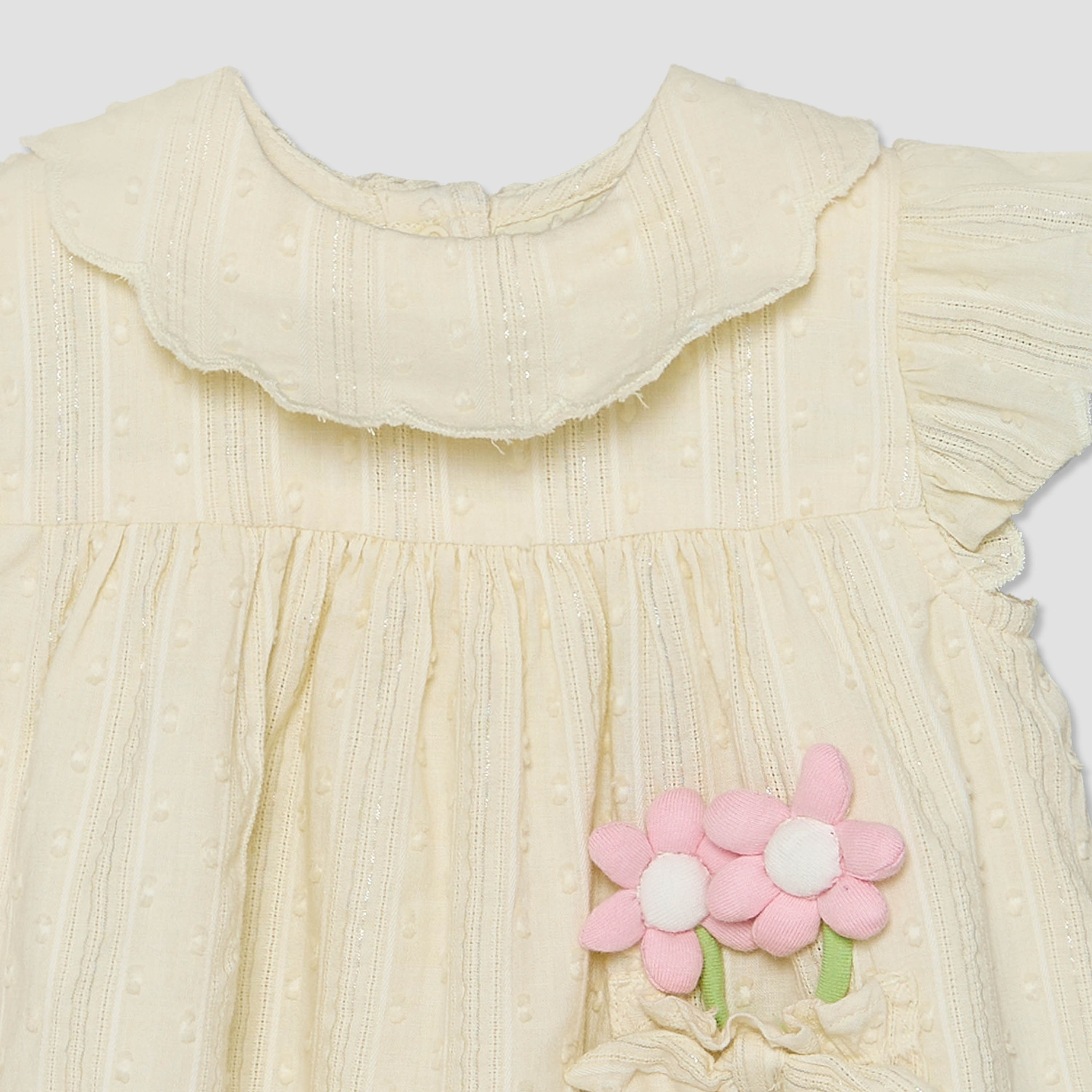 Juniors Round Neck Short Sleeves Top and Shorts Set with Floral Appique-baby-girls-clothing-setsandcoords-image-5