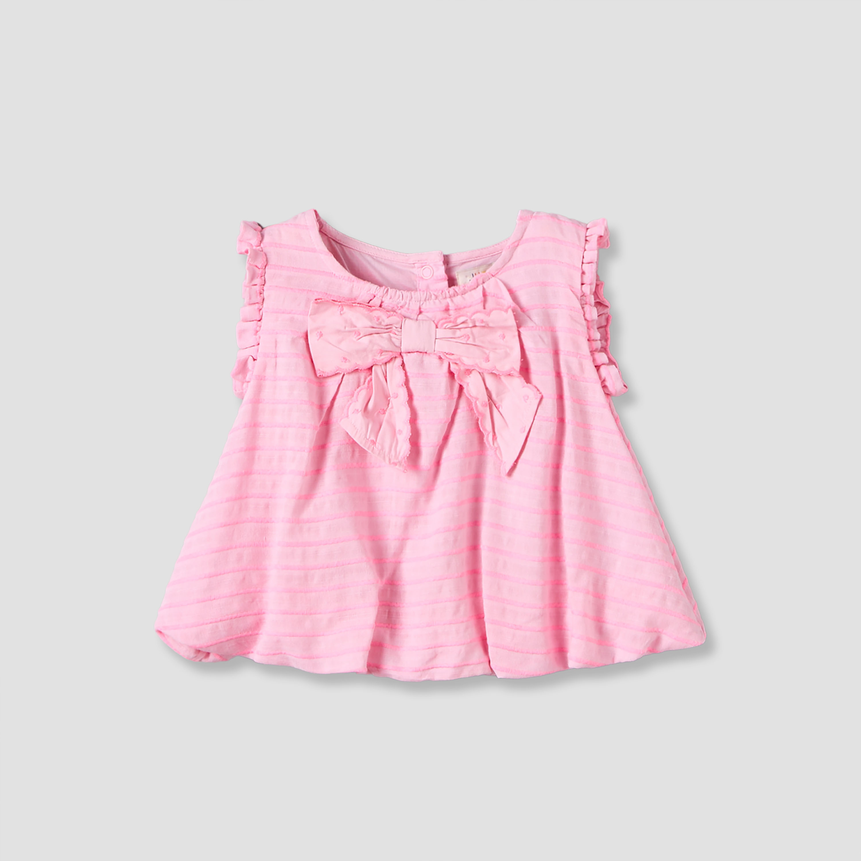Juniors Round Neck Sleeveless Top and Shorts Set with Striped Design-baby-girls-clothing-setsandcoords-image-3